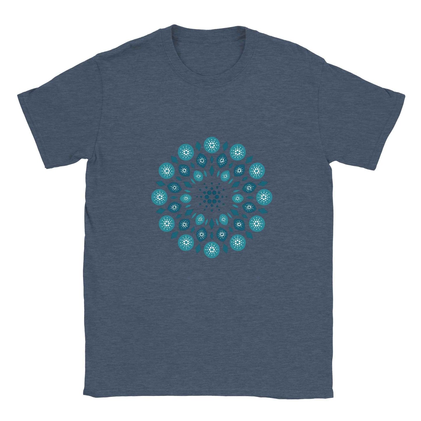 Cardano T-Shirt – Ornate Mandala Style in Cool Teal Hues