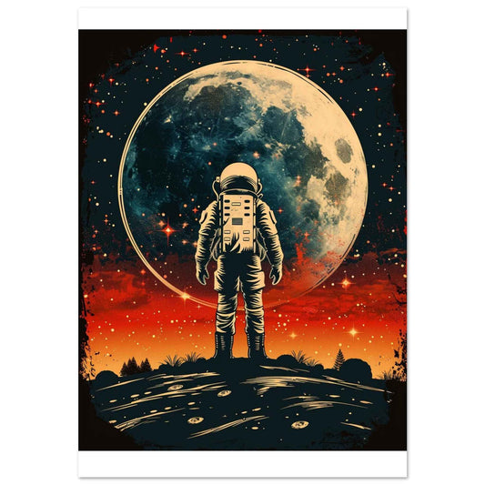 "Lunar Gaze" Poster – Retro-Futuristic Astronaut Wall Art (Multiple Sizes Available)