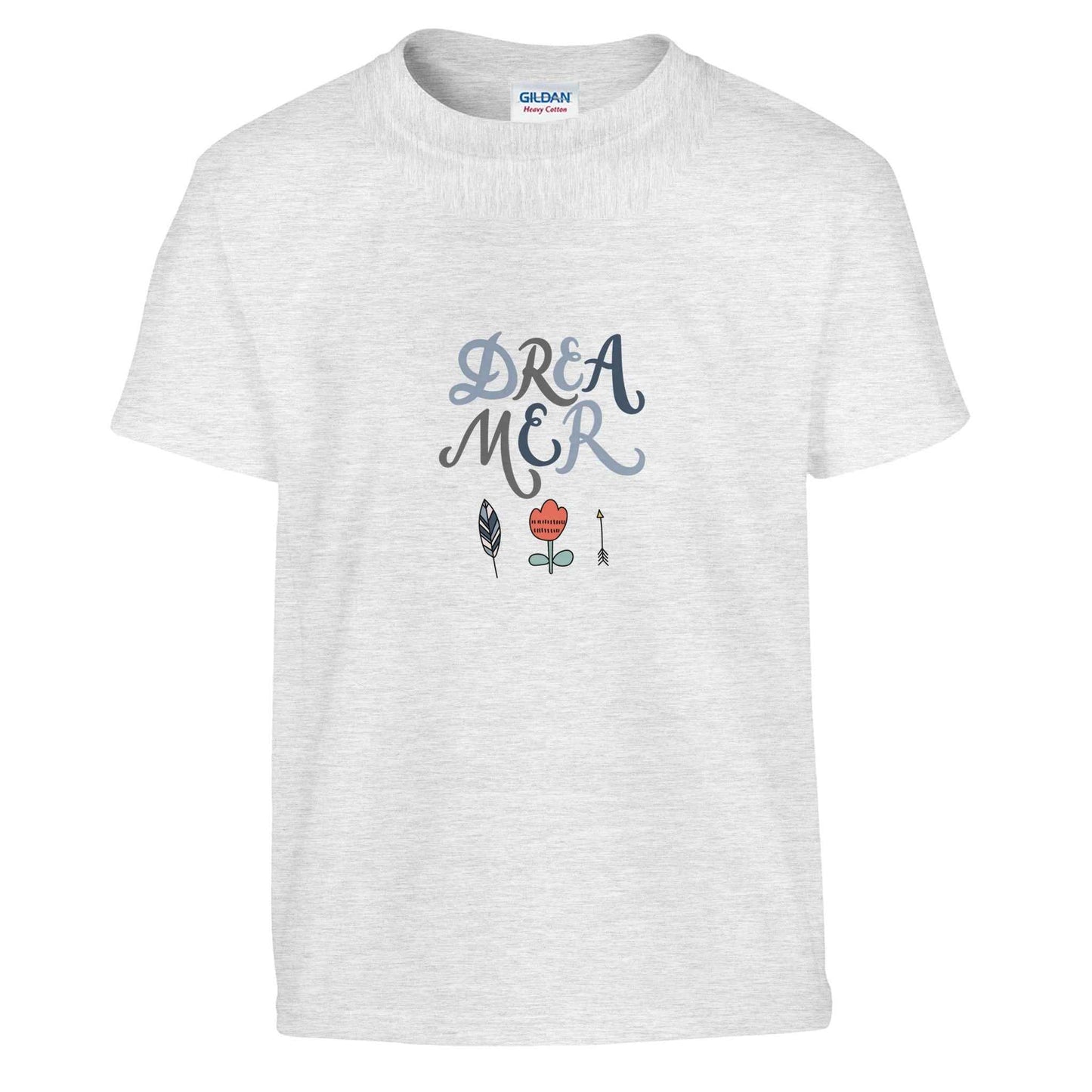 Boho Dreamer Kids T-Shirt – Whimsical Style with Feather & Floral Accents