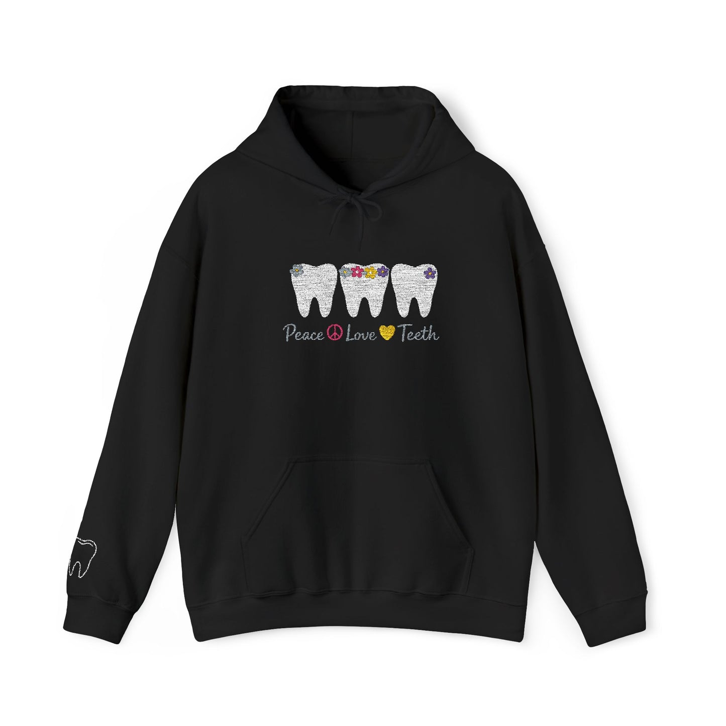 Peace Love & Teeth Hoodie – Embroidered Dental Hoodie
