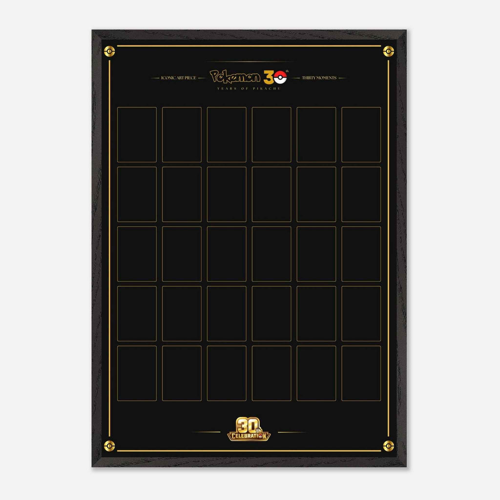 Pokémon 30th Anniversary Pikachu 30-Card Display Poster-Framed - Premium Wooden Framed Poster