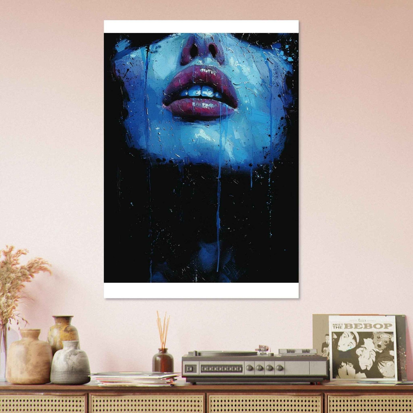 "Blue Ecstasy" Poster – Vivid Abstract Portrait Wall Art (Multiple Sizes Available)