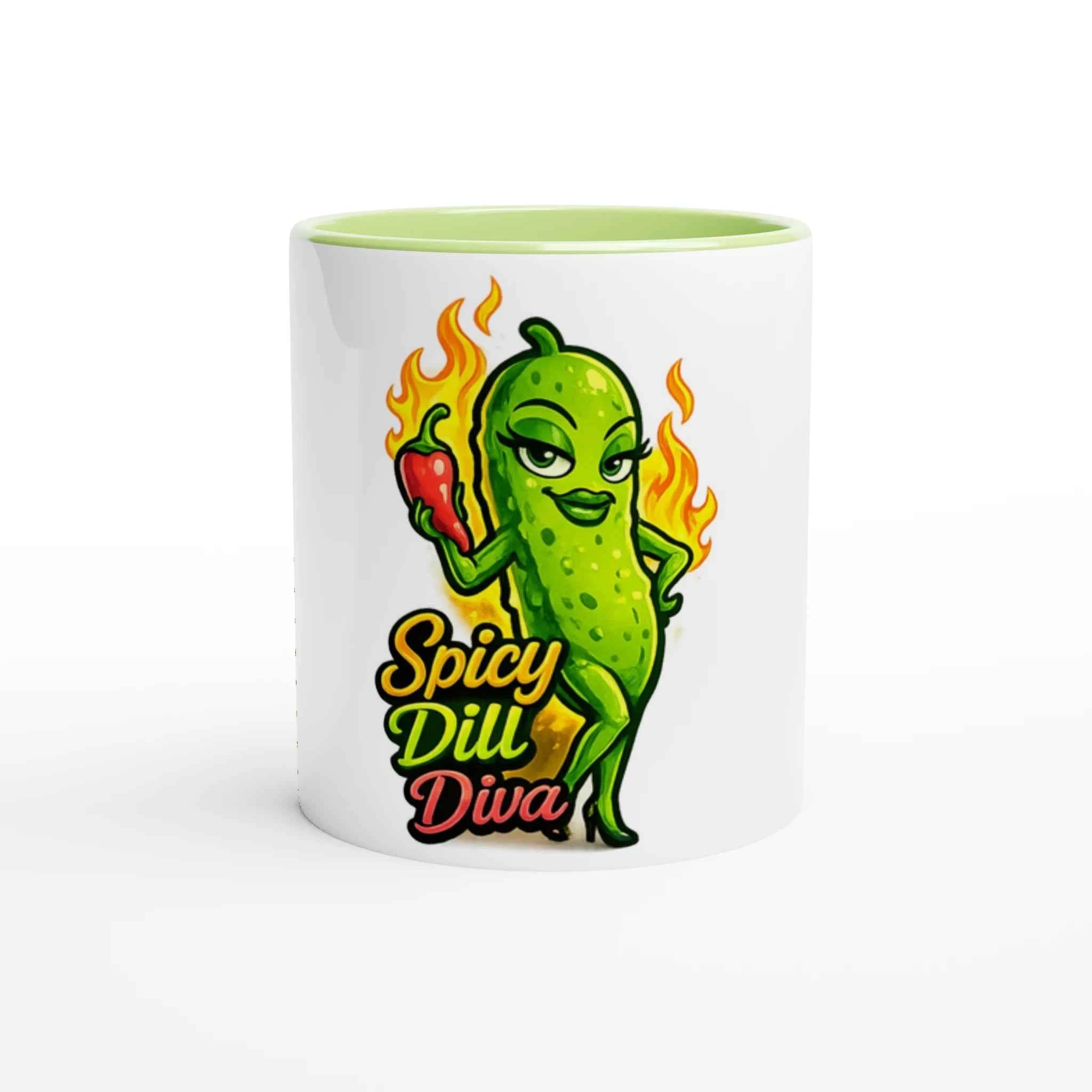 Spicy Dill Diva Pickle 11oz Coffee Mug with Color Inside