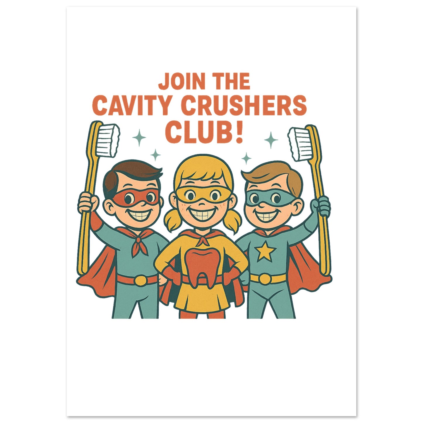 Cavity Crushers Club Poster – Dental Superhero Wall Art - F4 Custom Prints