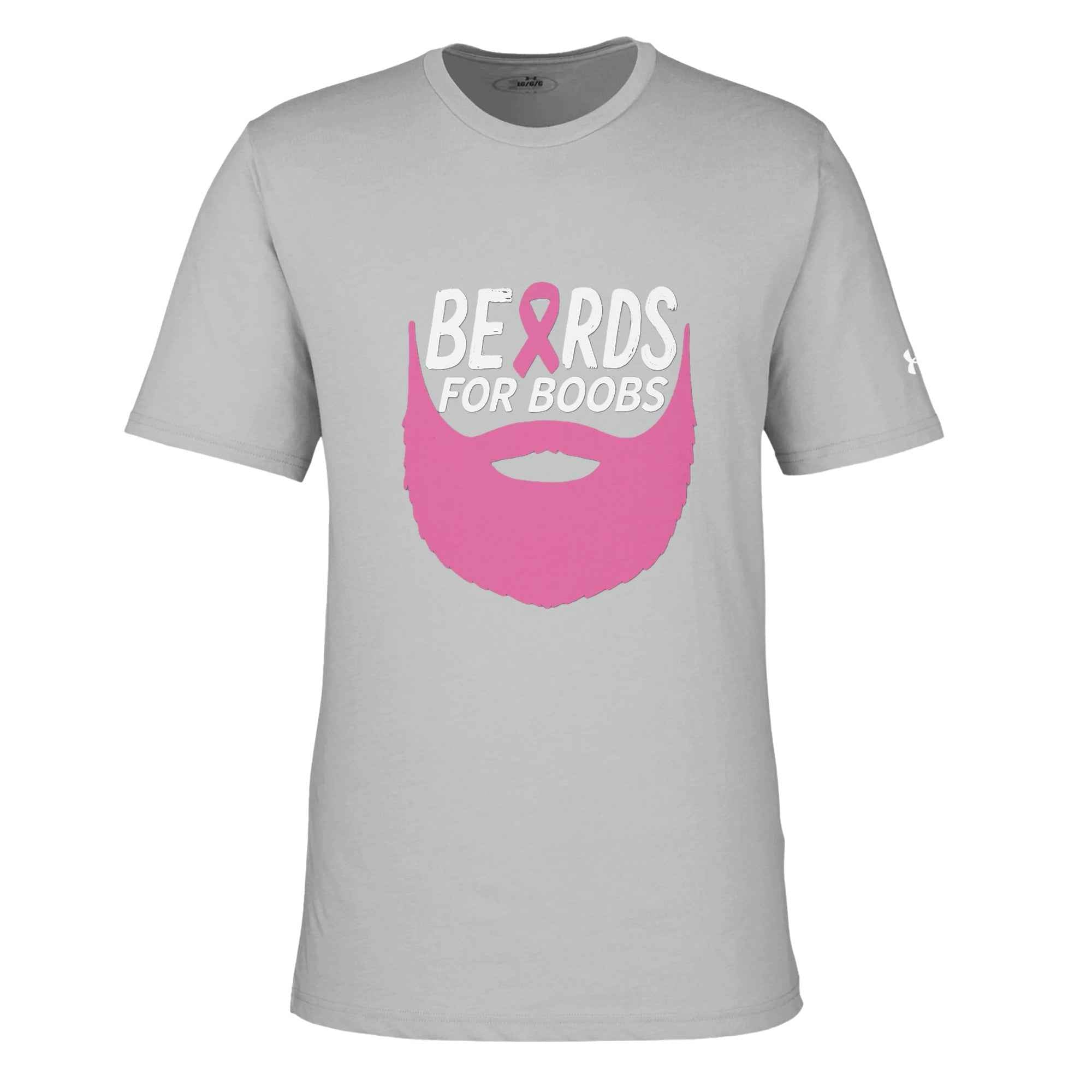 Beards for Boobs Awareness T-Shirt | Pink Ribbon Beard Tee | Breast Cancer Support Shirt