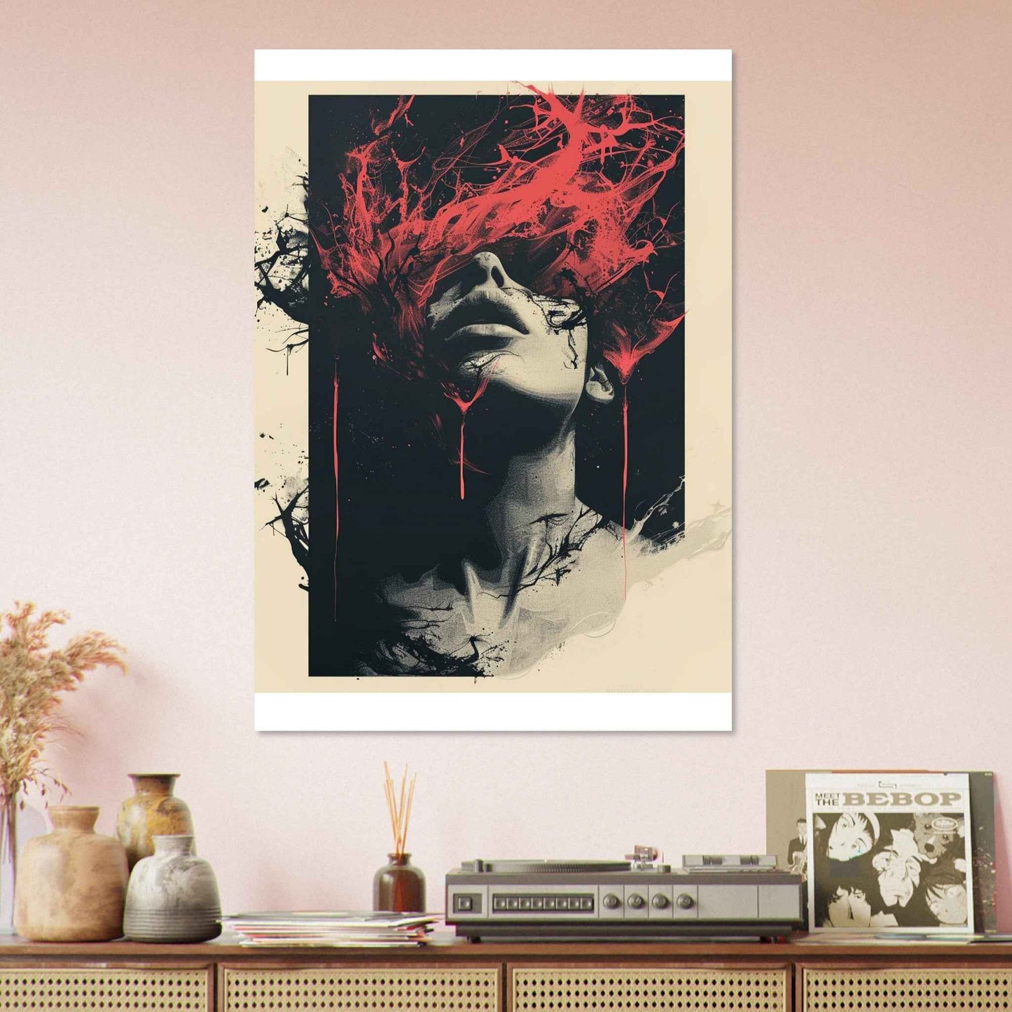 "Crimson Flow" Poster – Abstract Expressionist Wall Art (Multiple Sizes Available)