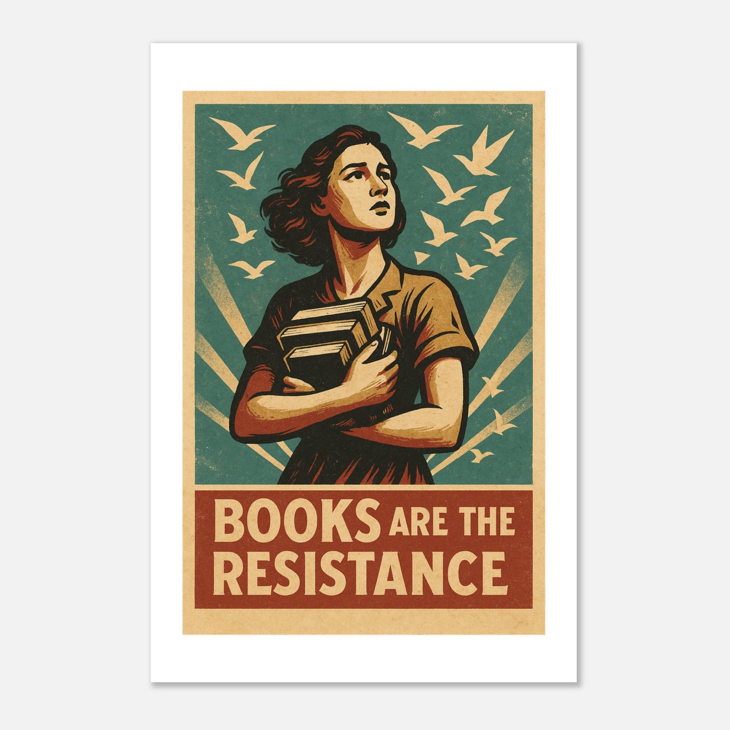 Books Are The Resistance Poster – Vintage Activist Wall Art - F4 Custom Prints