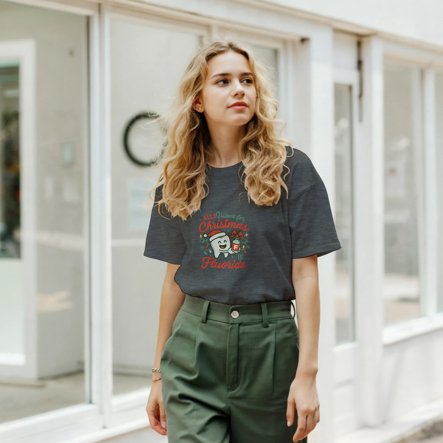 All I Want for Christmas Is Fluoride T-Shirt – Funny Dental Holiday Tee - F4 Custom Prints