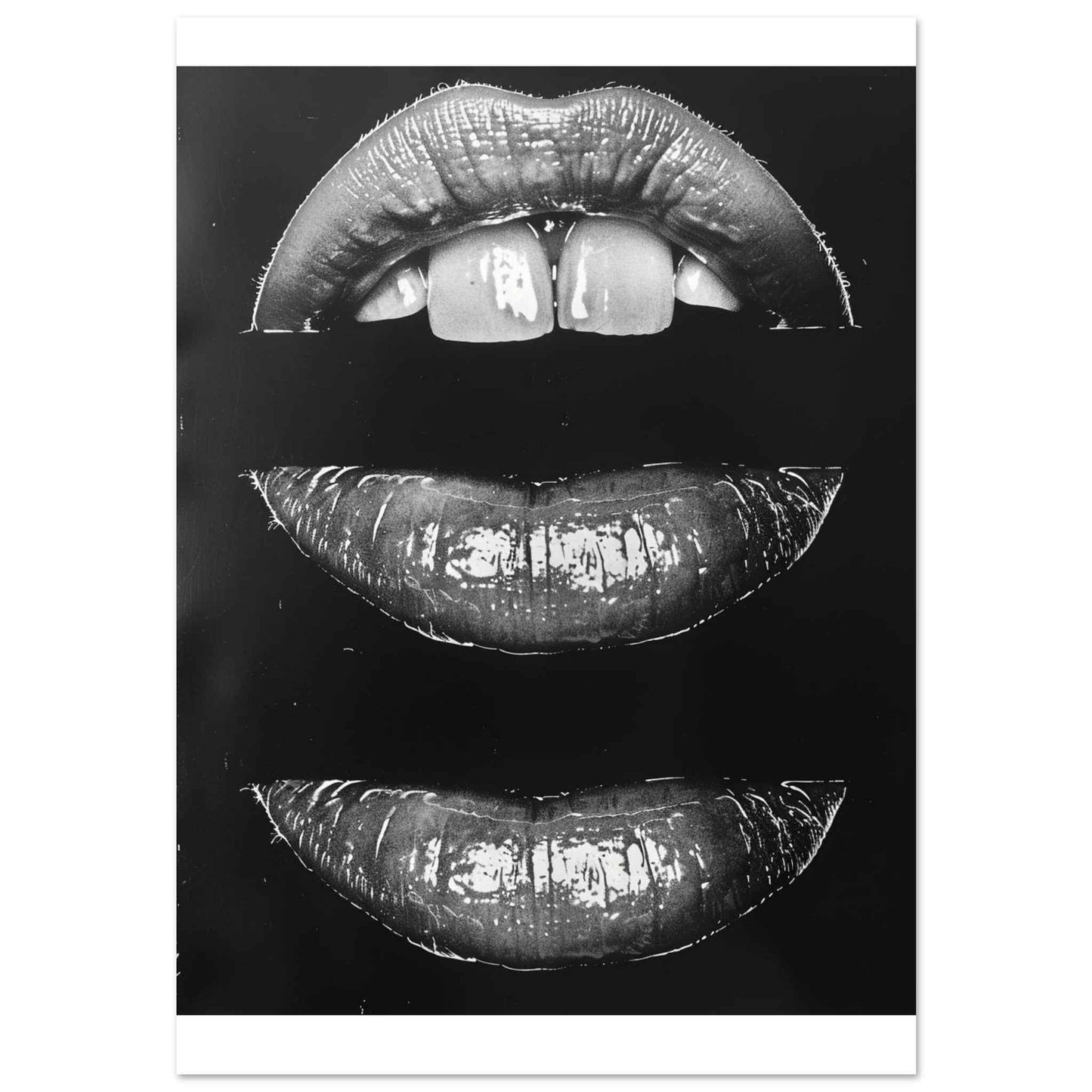 "Shiny Lips" Poster – Monochrome Glamour Wall Art (Multiple Sizes Available)