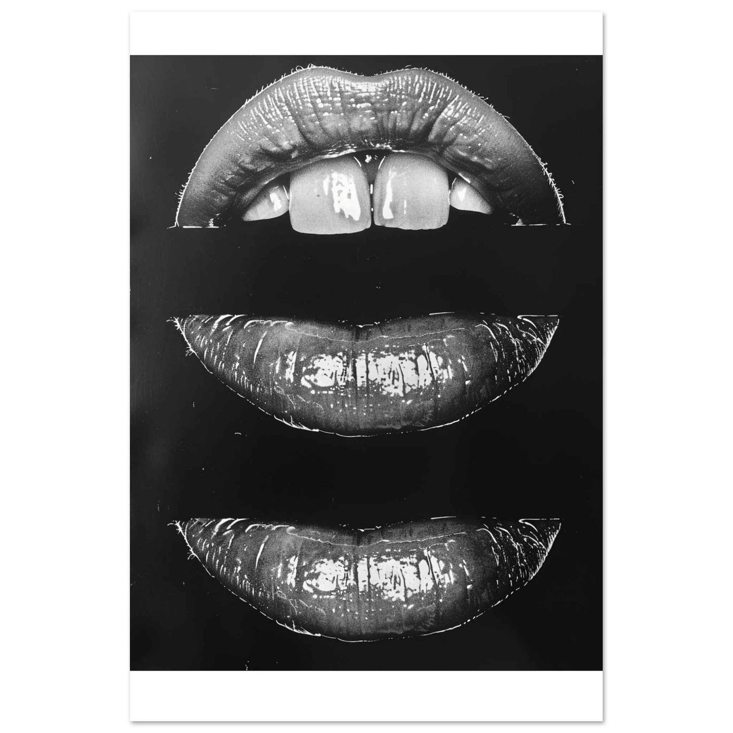 "Shiny Lips" Poster – Monochrome Glamour Wall Art (Multiple Sizes Available)