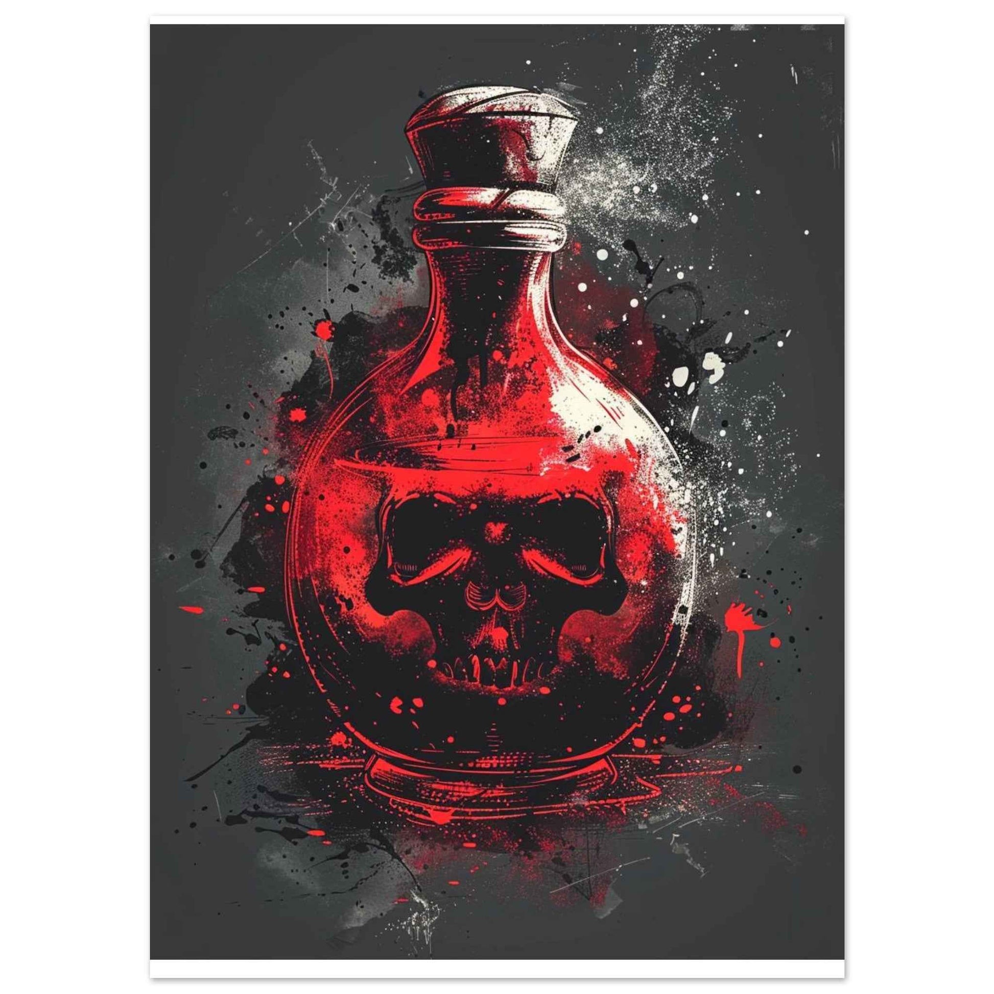 "Crimson Elixir" Poster – Gothic Skull Potion Bottle Wall Art (Multiple Sizes Available)