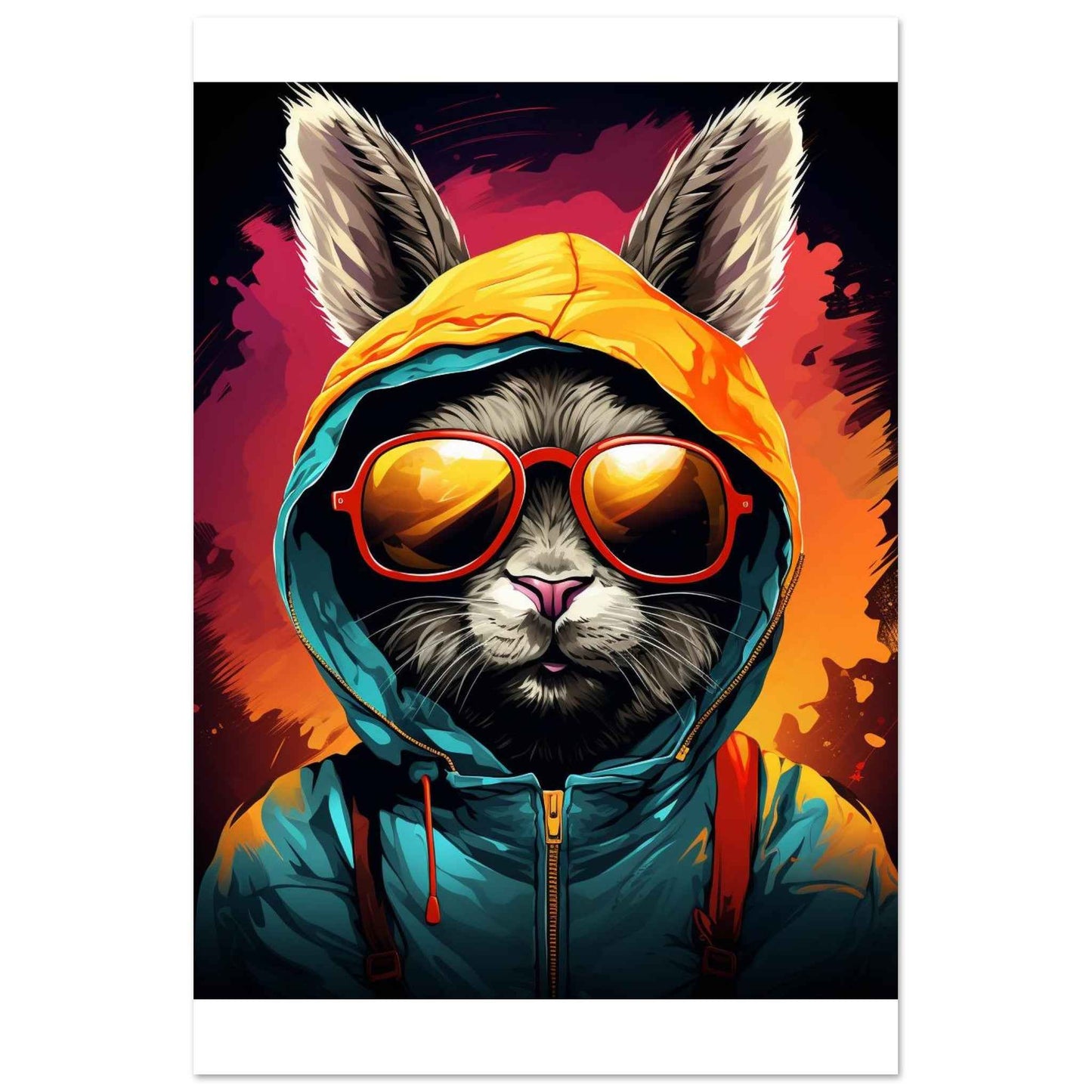 "Street Style Bunny" Poster – Vibrant Pop Art Wall Decor (Multiple Sizes Available)