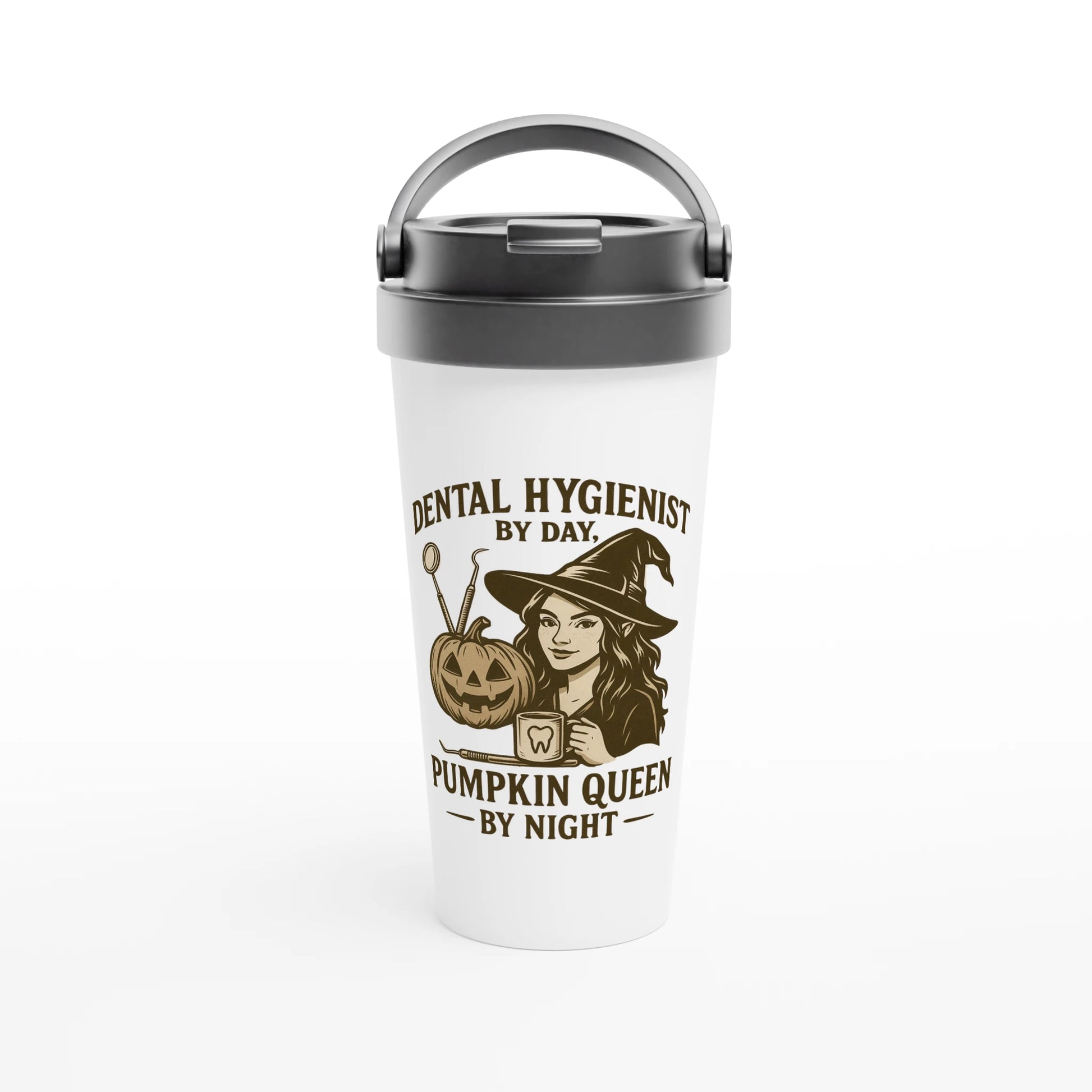 Dental Hygienist Travel Mug – Pumpkin Queen Stainless Steel Mug - F4 Custom Prints
