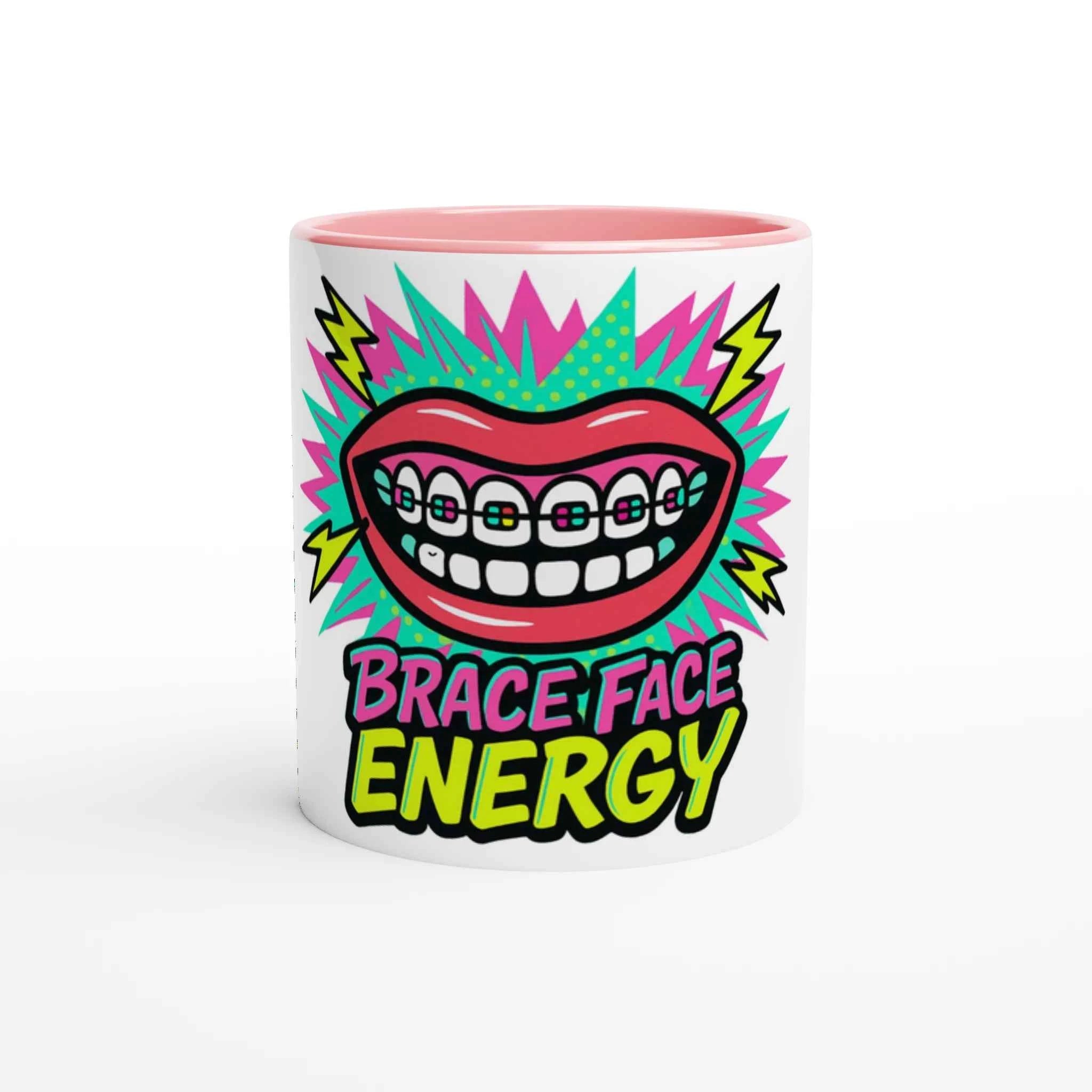 Brace Face Energy 11oz Coffee Mug with Color Inside