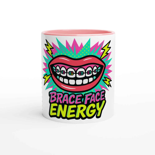 Brace Face Energy 11oz Coffee Mug with Color Inside