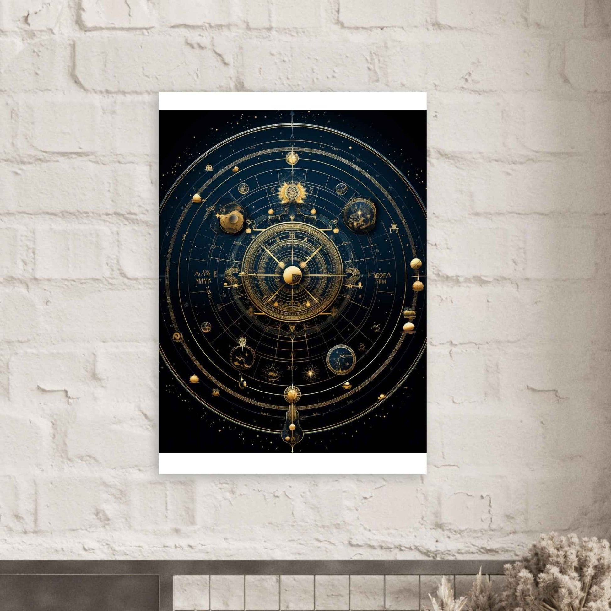 "Celestial Navigator" Poster – Astrological Gold & Blue Wall Art (Multiple Sizes Available)
