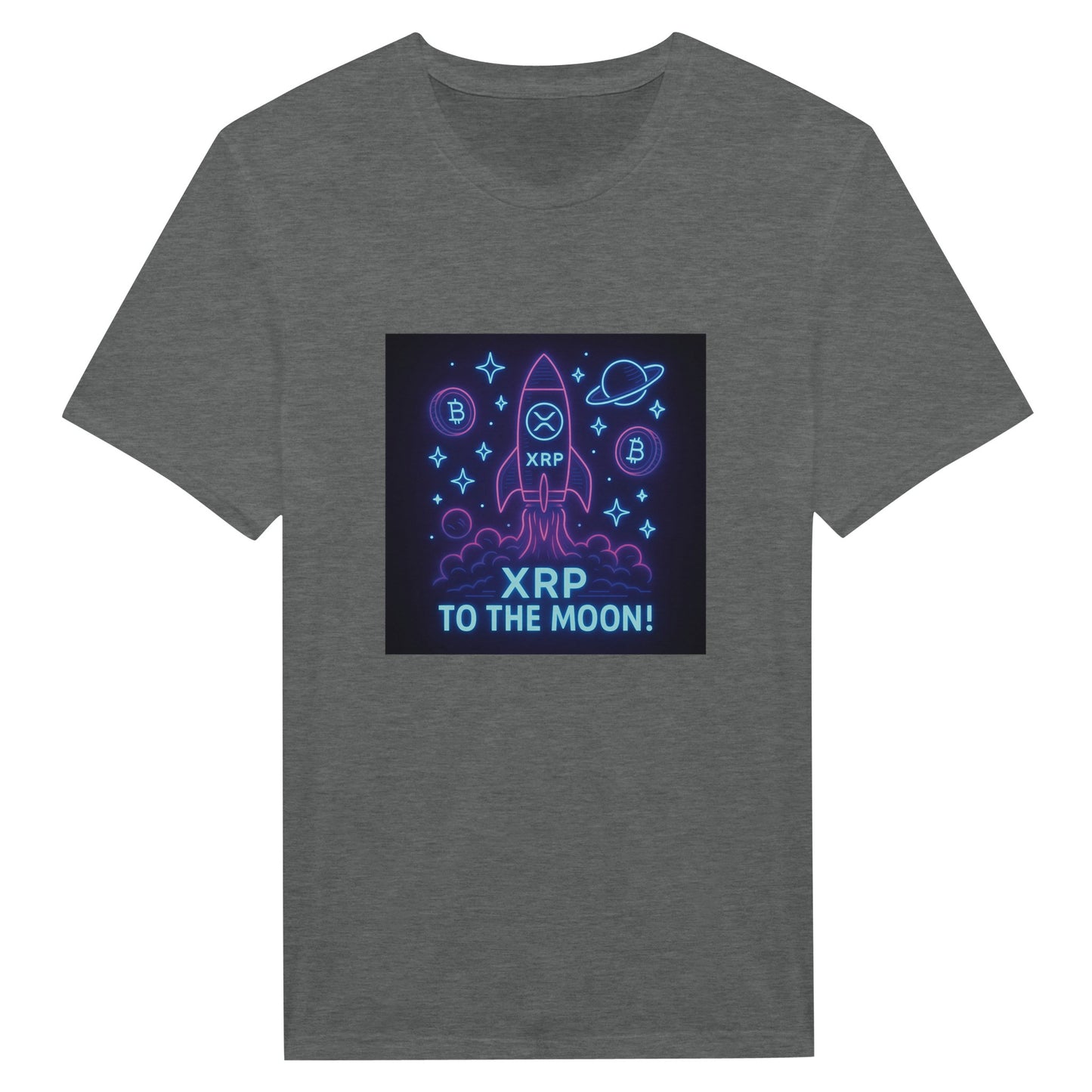 XRP To The Moon T-Shirt – Neon Crypto Rocket Graphic Tee - F4 Custom Prints