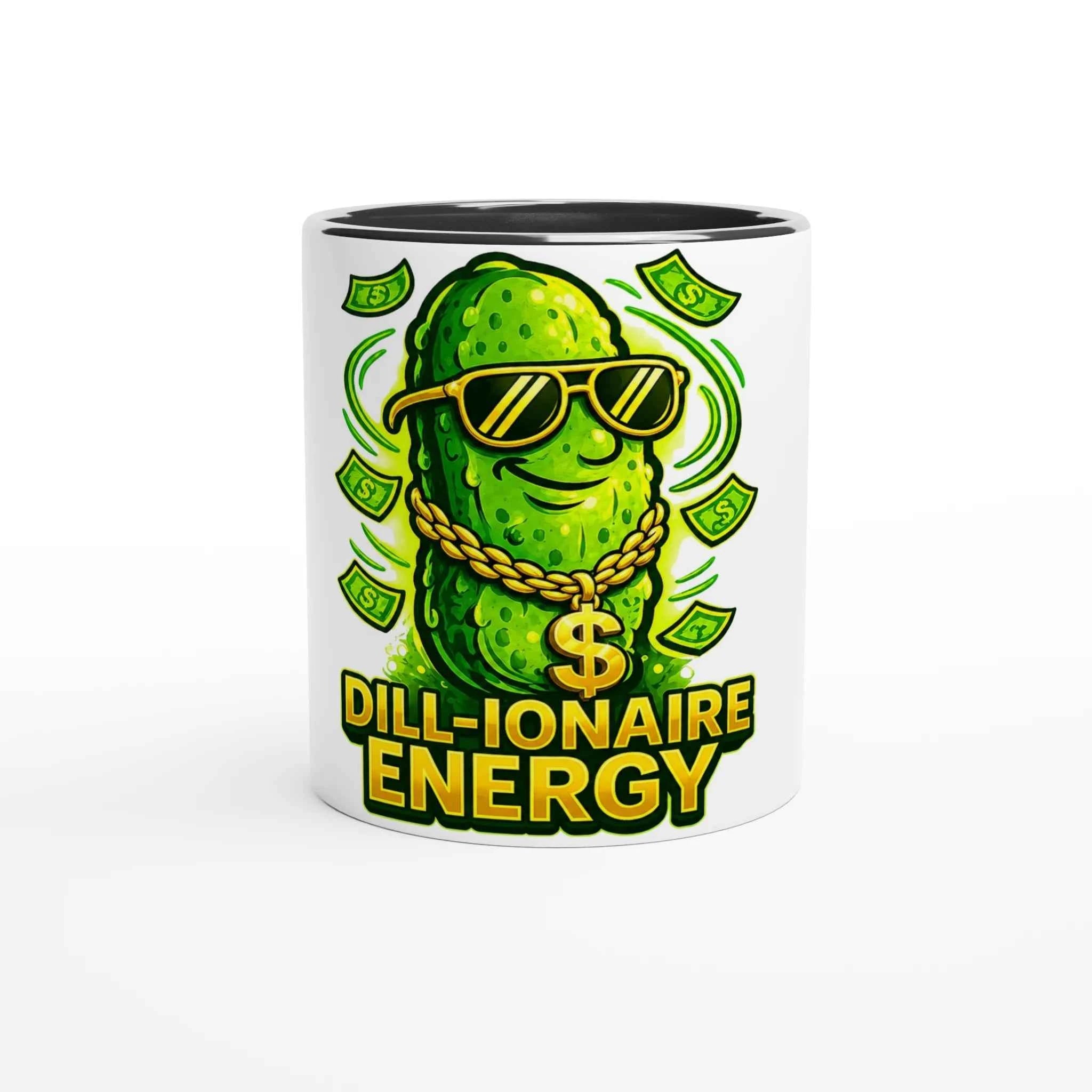Dill-ionaire Energy Pickle 11oz Coffee Mug with Color Inside