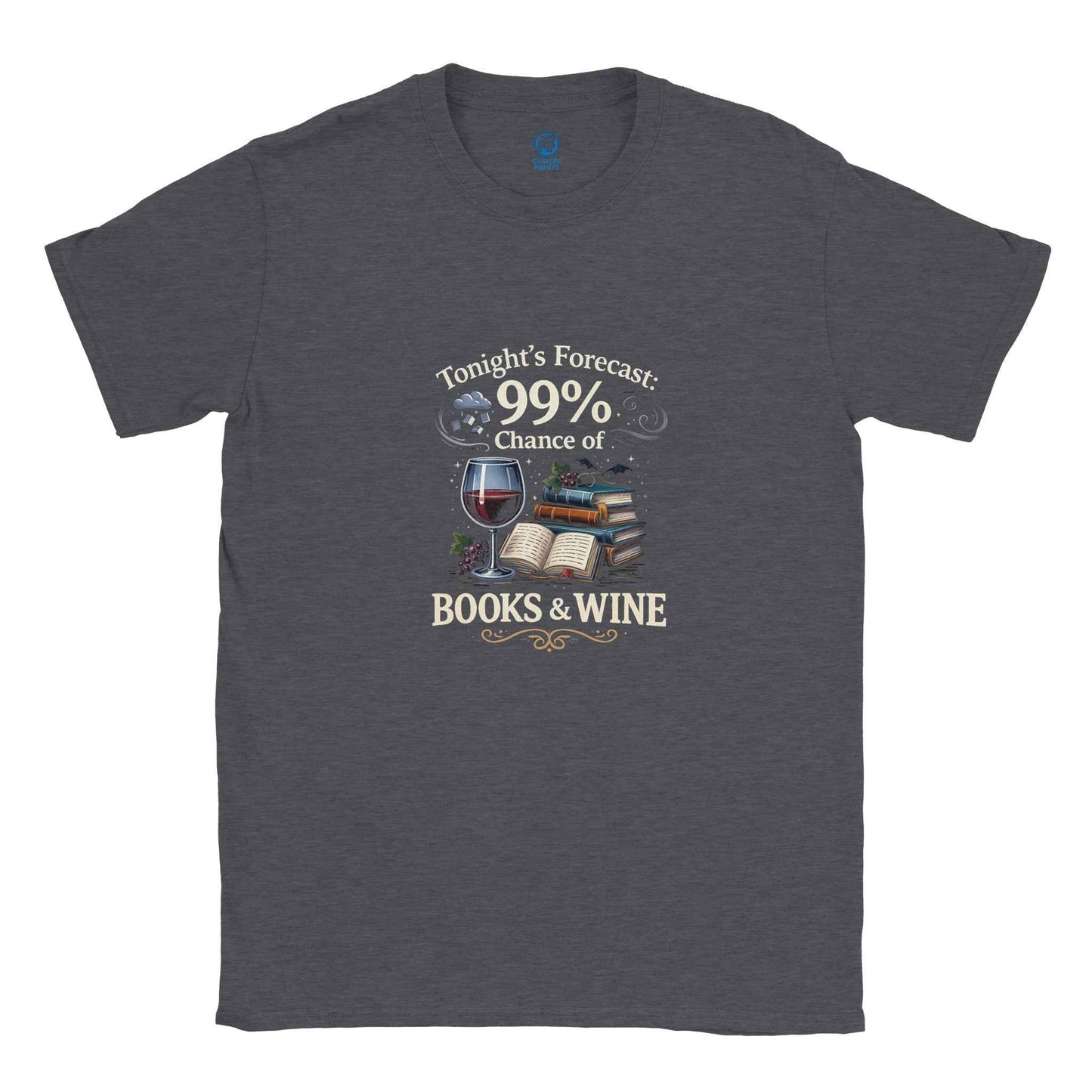 "Tonight's Forecast: Books & Wine" Bookish T-Shirt – Cozy Reader Design