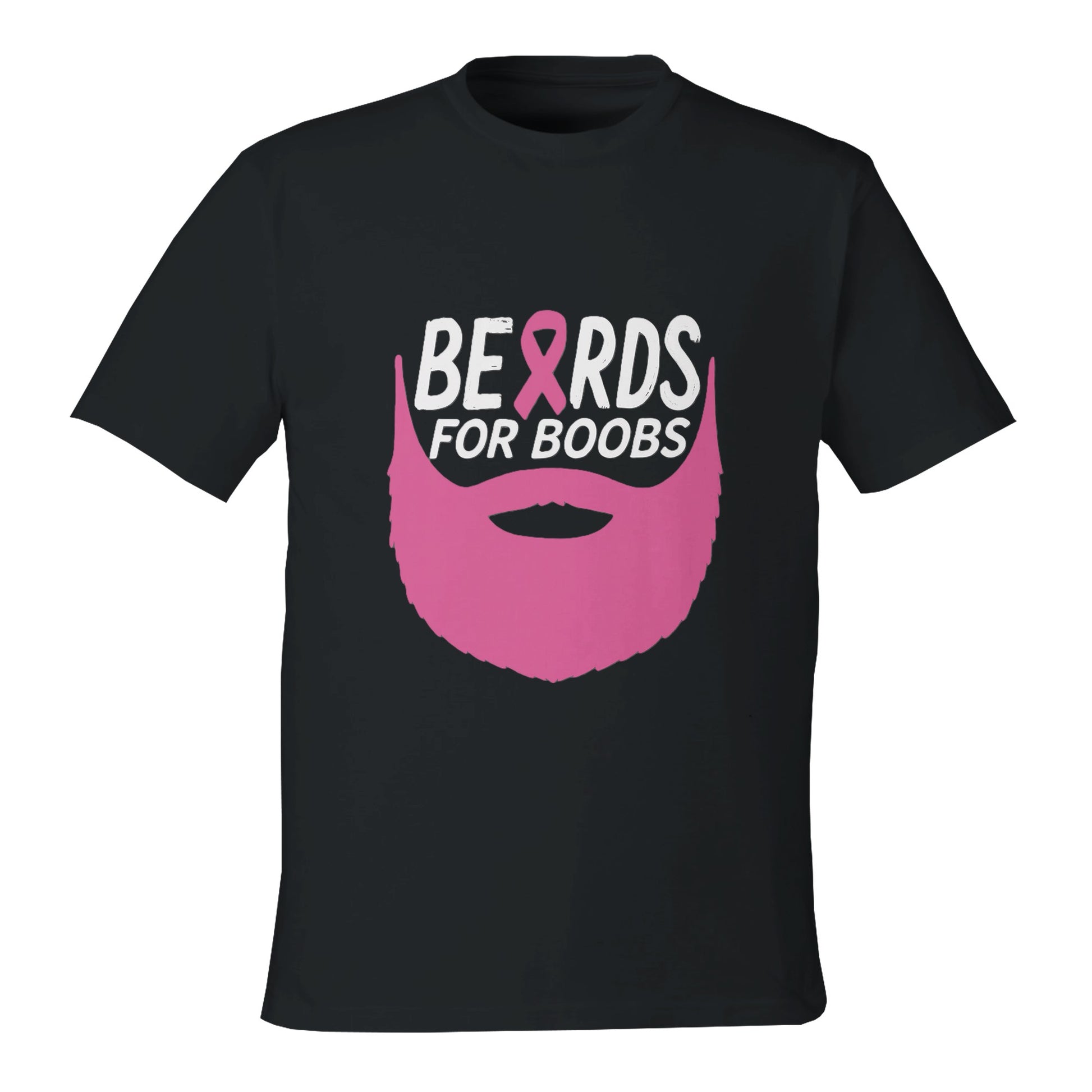 Beards for Boobs Breast Cancer Awareness T-Shirt | Pink Ribbon Beard Tee for Breast Cancer Support - F4 Custom Prints