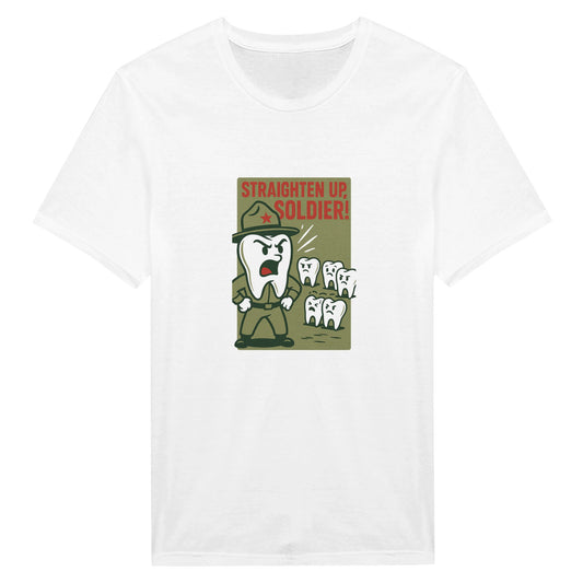 Dental Soldier T-Shirt – “Straighten Up, Soldier!” Retro Dental Humor Tee - F4 Custom Prints