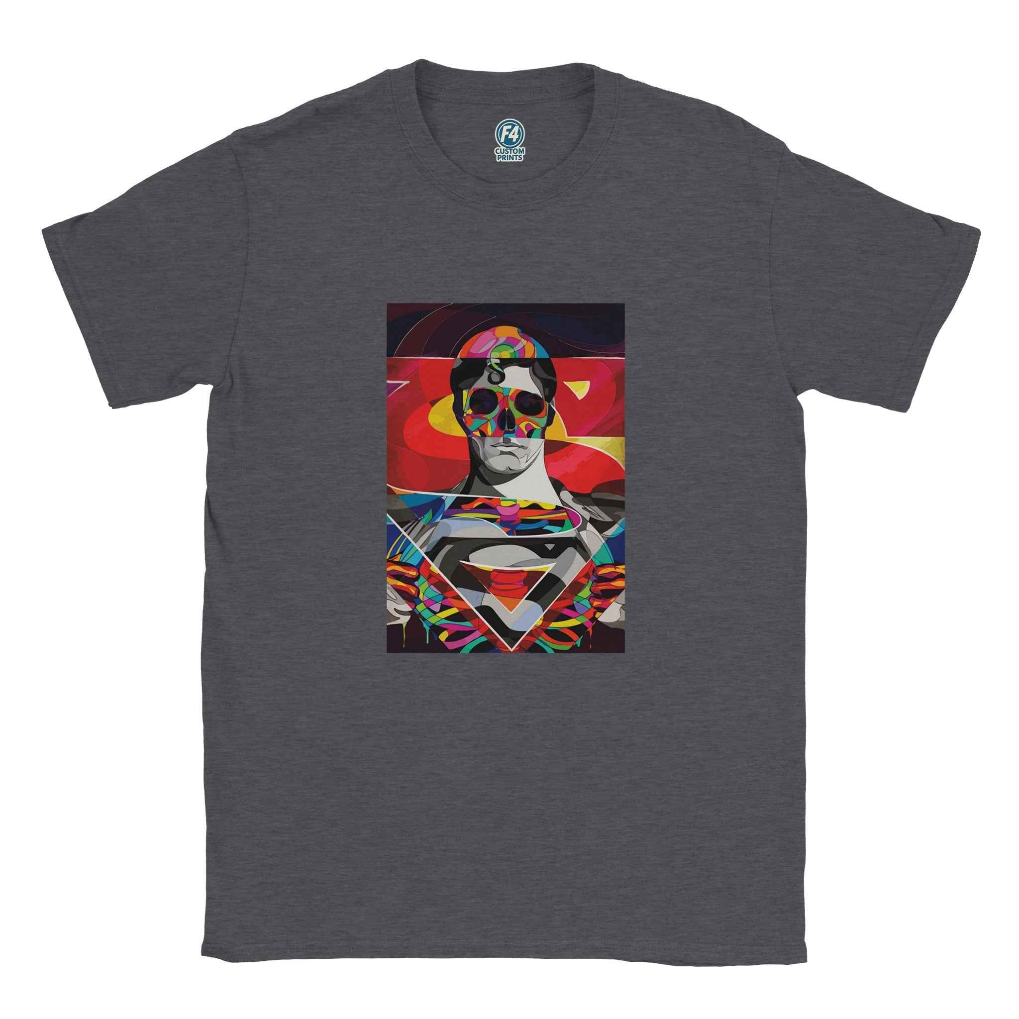 Abstract Superman T-Shirt – Heroic Pop Art Comic-Inspired Graphic Tee in Vibrant Hues