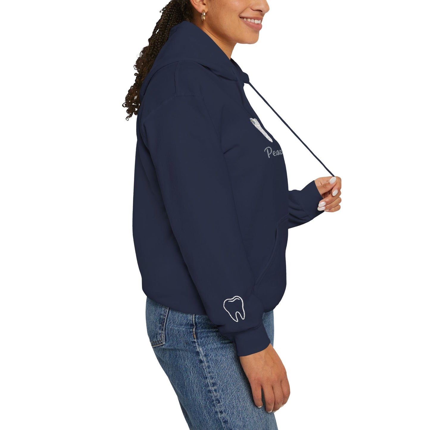 Peace Love & Teeth Hoodie – Embroidered Dental Hoodie
