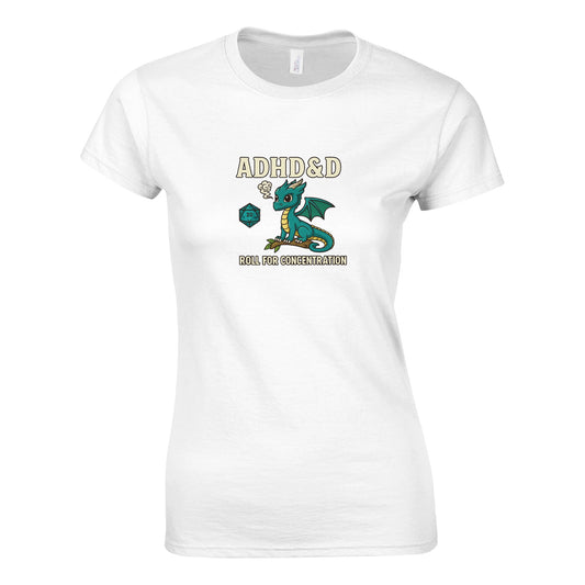 ADHD&D Dragon Women’s T-Shirt – Gamer Fantasy Graphic Tee - F4 Custom Prints