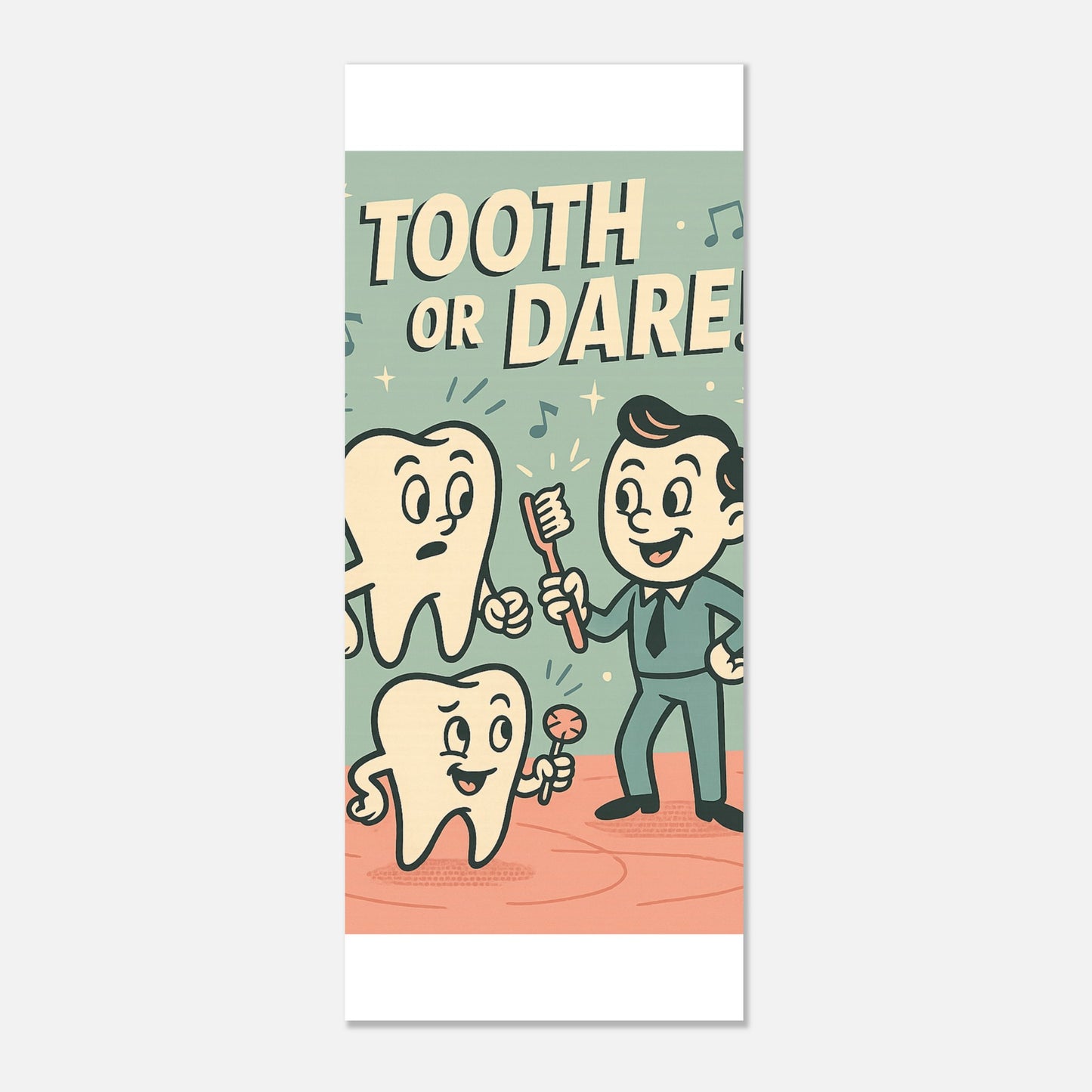 Tooth or Dare Dental Health Poster – Retro Oral Care Wall Print - F4 Custom Prints