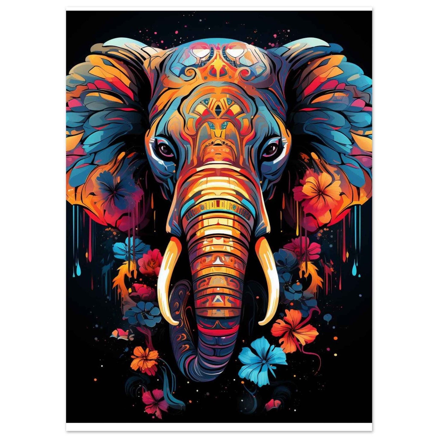Chromatic Elephant Poster – Vibrant Mandala-Inspired Wall Art (Multiple Sizes Available)