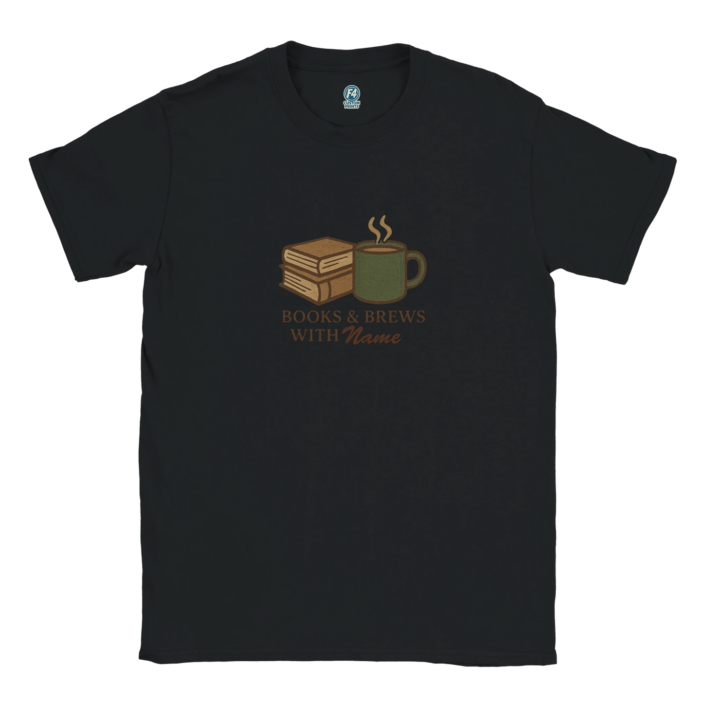 Books and Brews Personalized Bookish Shirt – Cozy Reading Coffee Tee - F4 Custom Prints