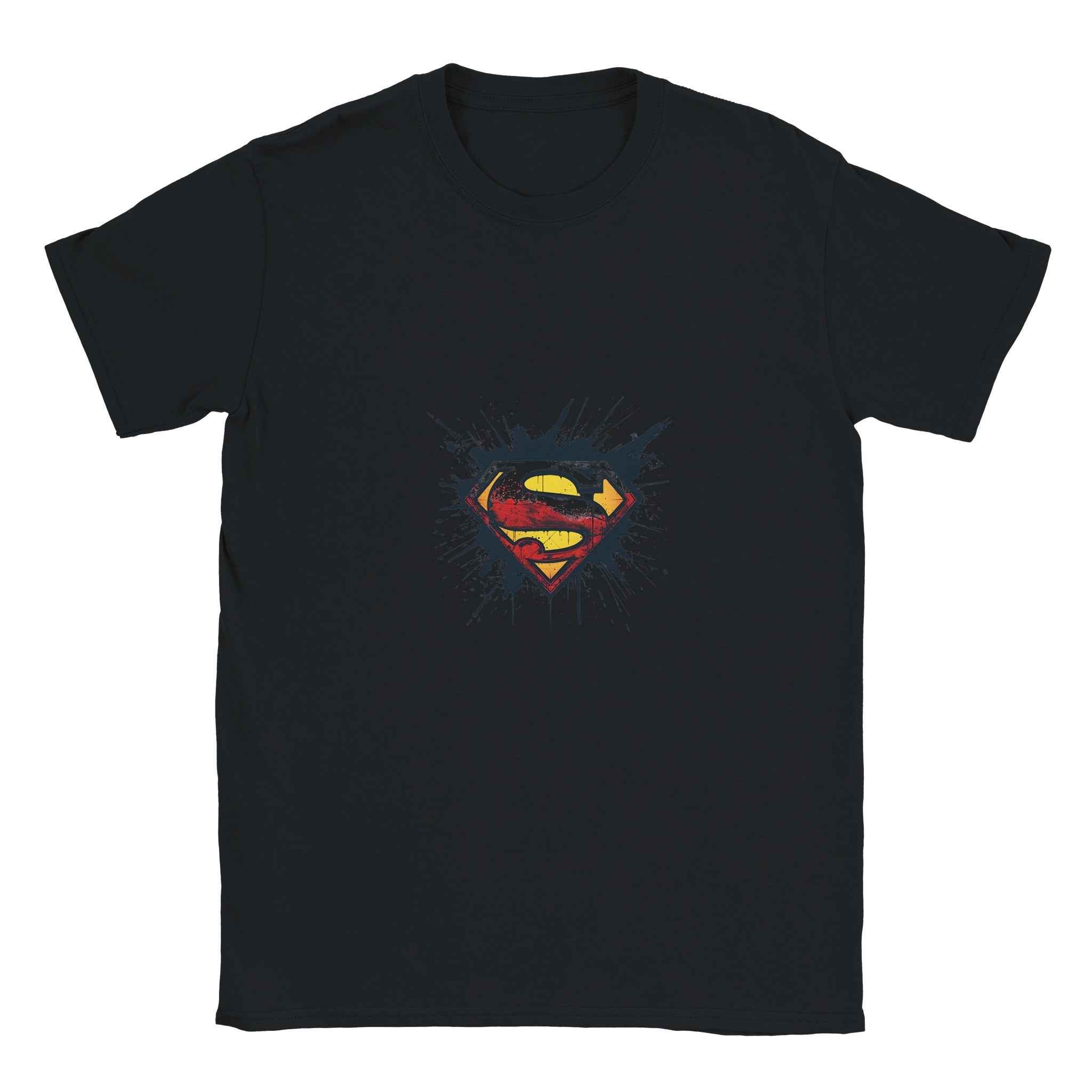 Distressed Superman Shield T-Shirt – Heroic Comic-Inspired Graphic Tee in Your Choice of Ten Bold Hues