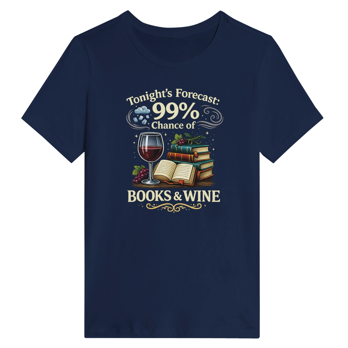 Women’s Tonight’s Forecast Books and Wine T-Shirt