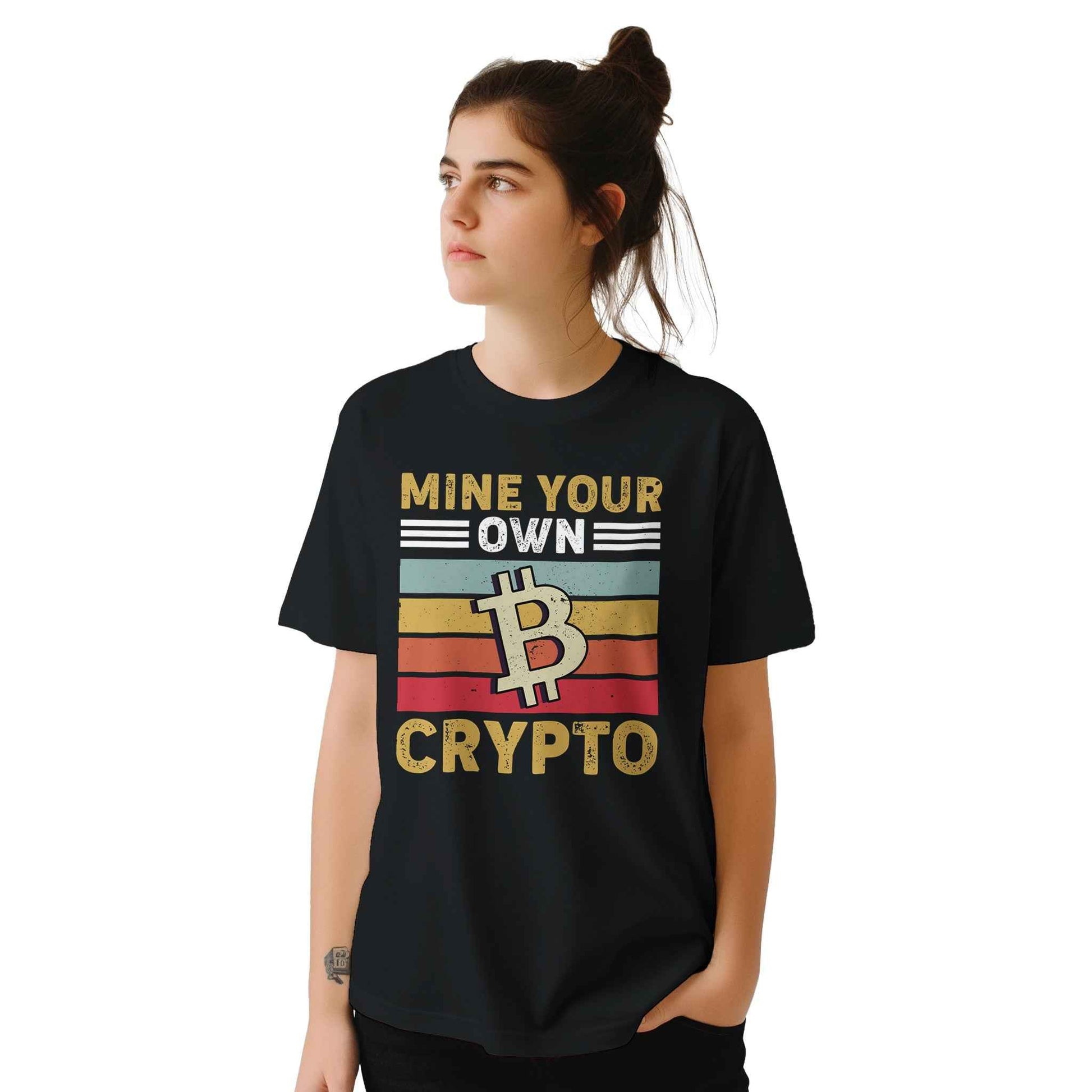 Bitcoin T-Shirt – 'Mine Your Own Crypto' Retro Sunset Design