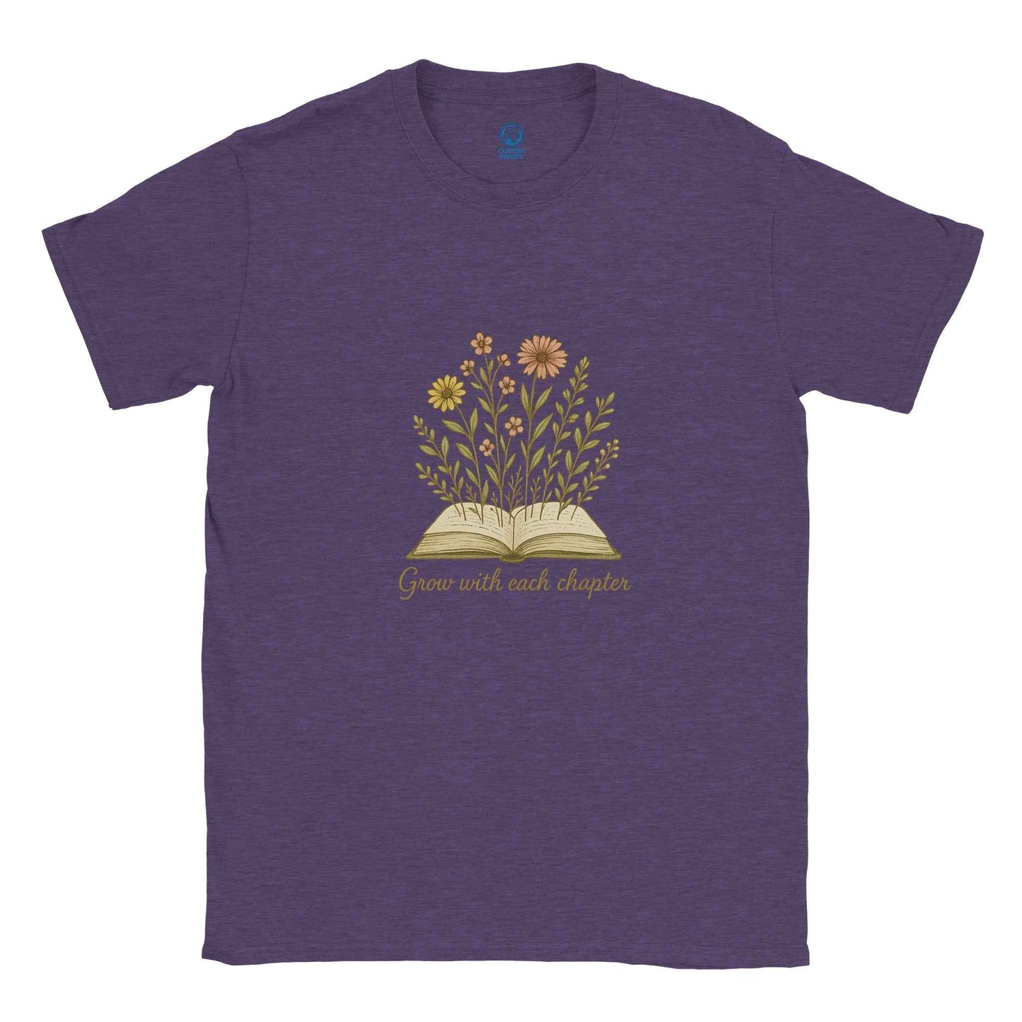 "Grow with Each Chapter" Bookish T-Shirt – Botanical Reader Design