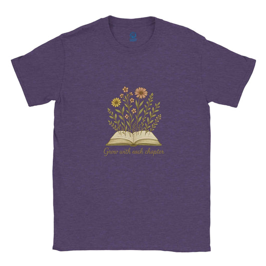 "Grow with Each Chapter" Bookish T-Shirt – Botanical Reader Design