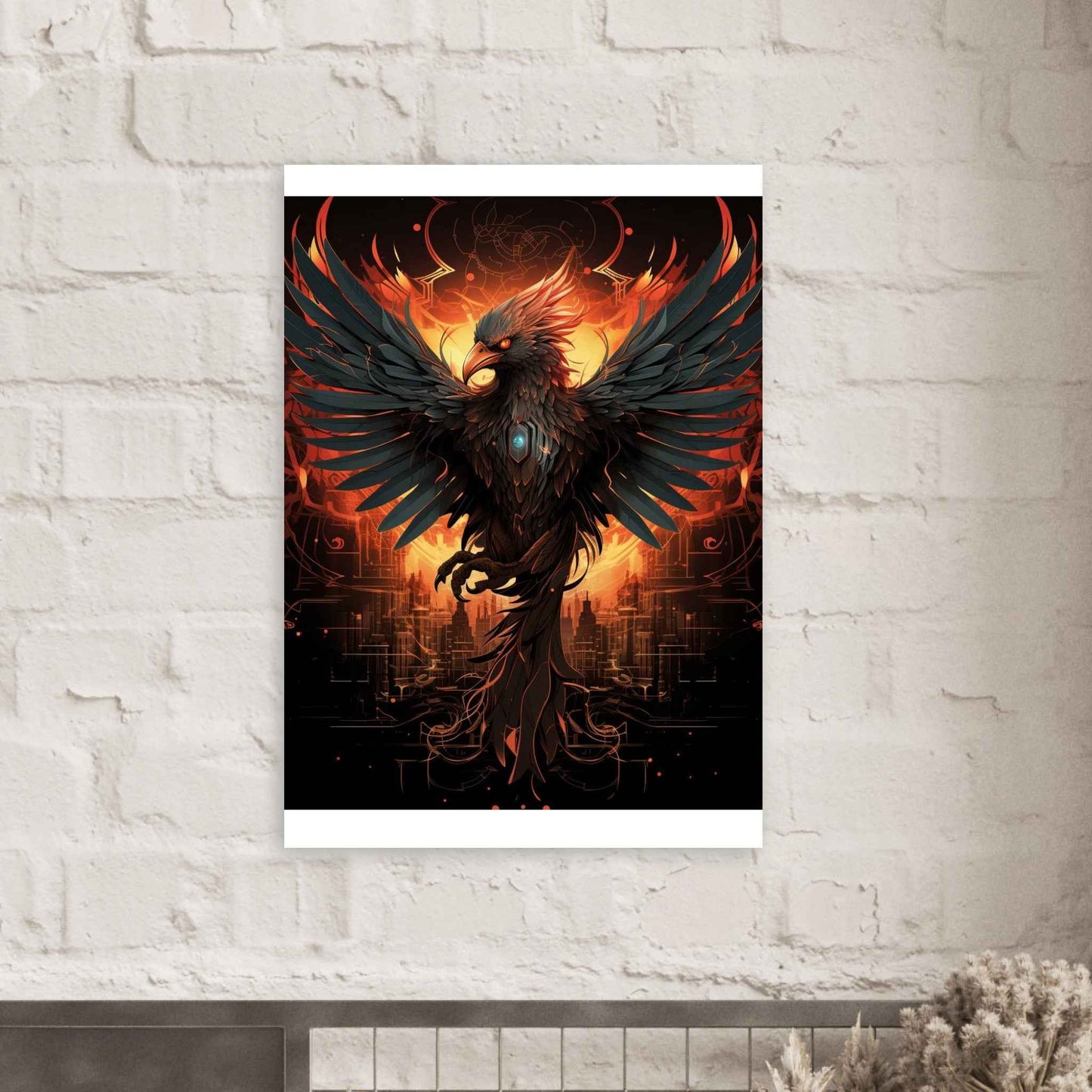 "Crimson Phoenix" Poster – Mythical Firebird Wall Art (Multiple Sizes Available)