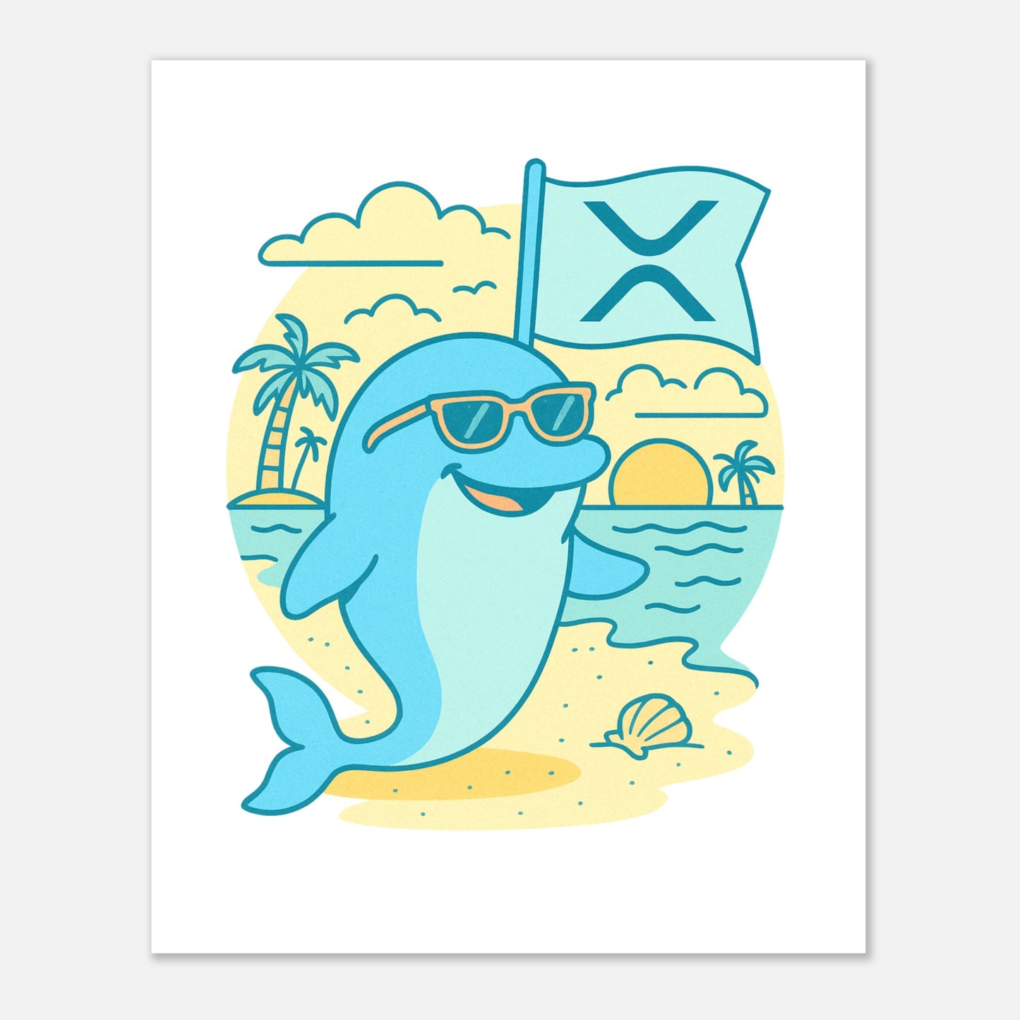 XRP Dolphin Poster – Crypto Beach Wall Art - F4 Custom Prints