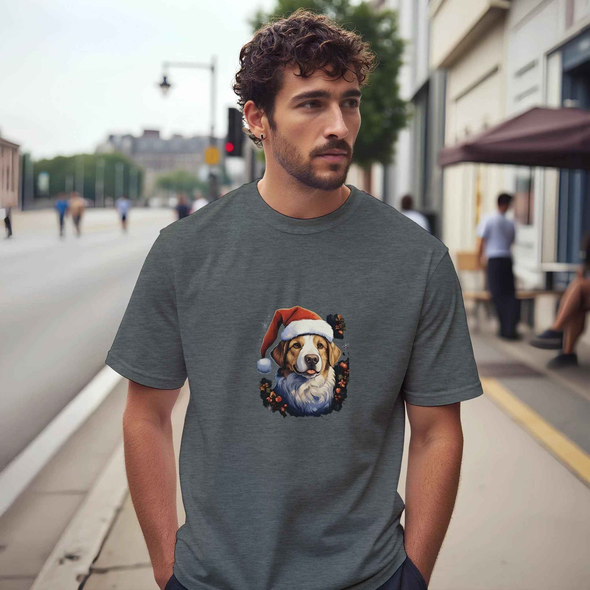 Jolly Santa Paws Dog Christmas Tee – Festive Holiday Graphic Tee for Pet Lovers