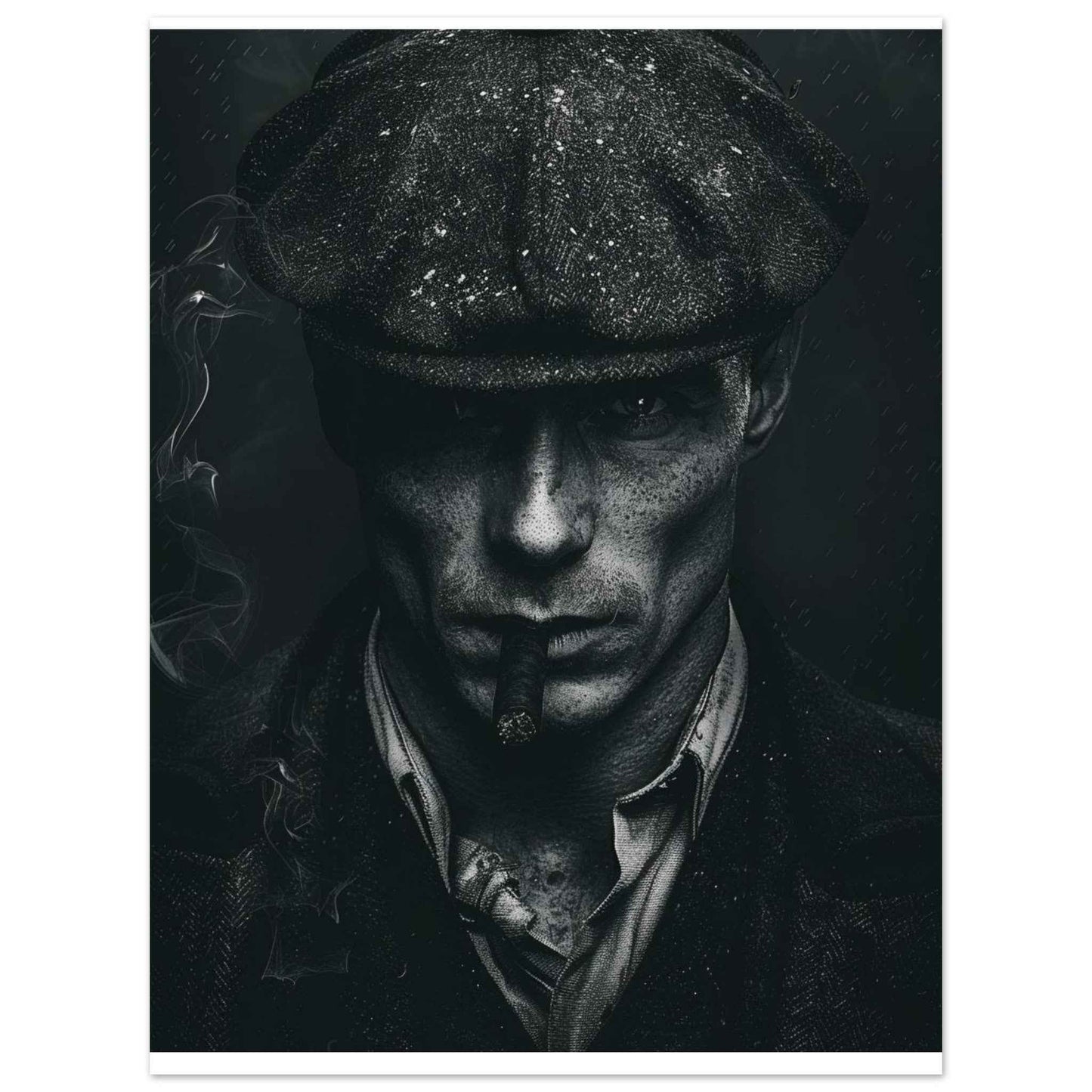"The Gangster's Gaze" Poster – Moody Black & White Cinematic Wall Art (Multiple Sizes Available)