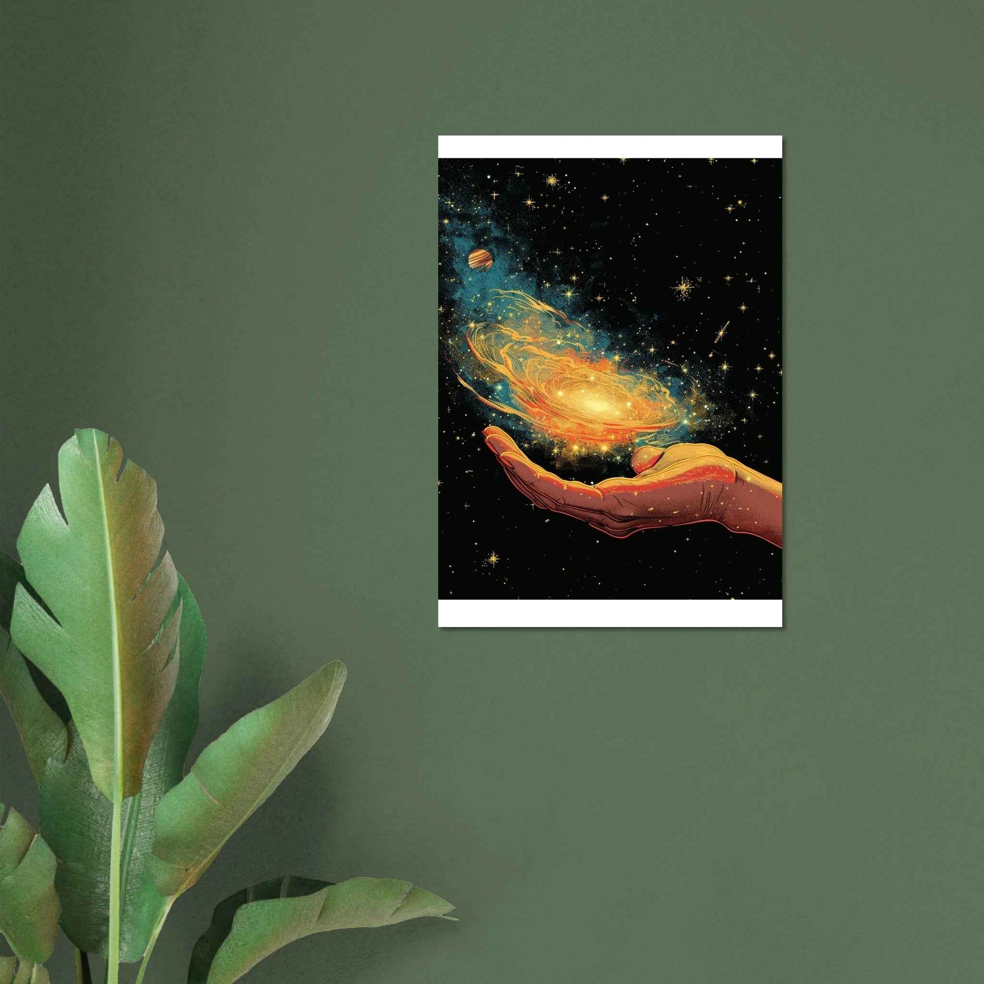 Cosmic Hand Poster – Psychedelic Galaxy Wall Art (Multiple Sizes Available)