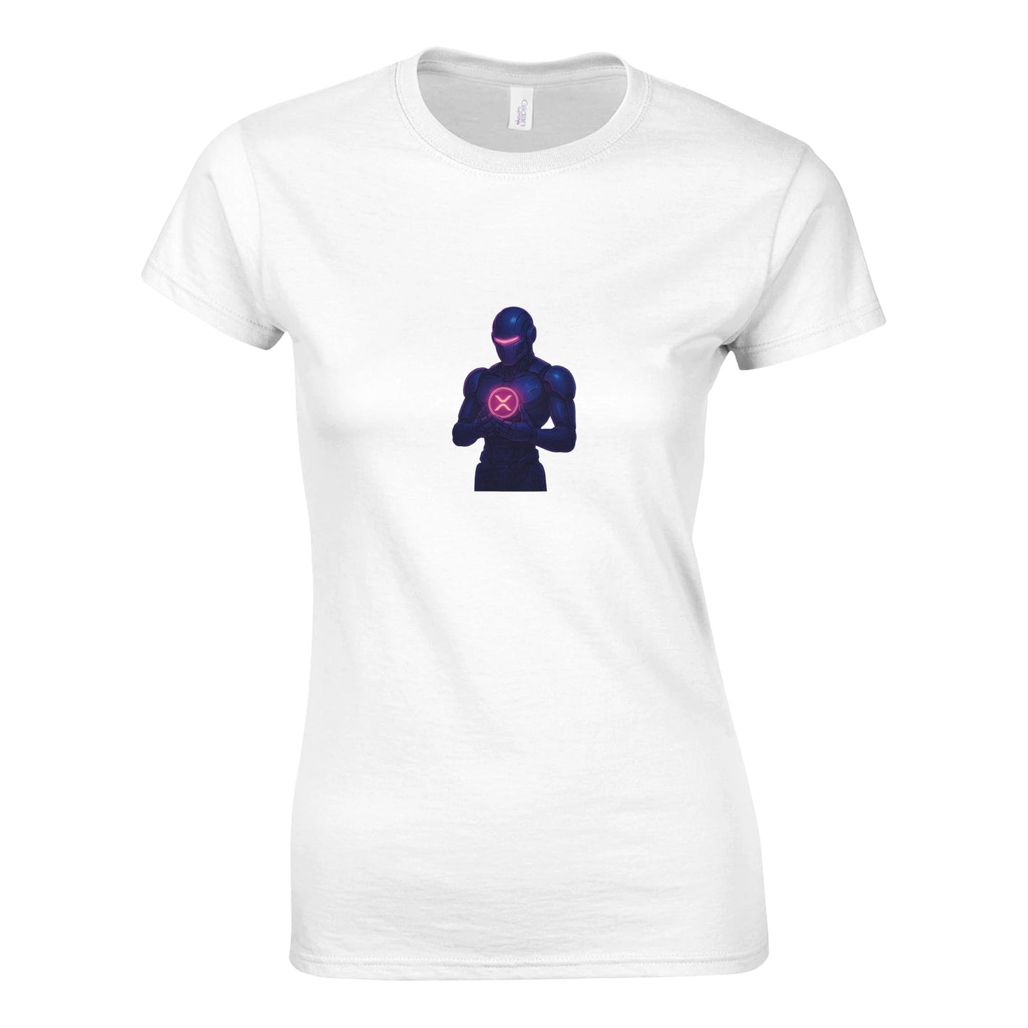 XRP Women’s T-Shirt – Robotic Guardian Crypto Tee - F4 Custom Prints