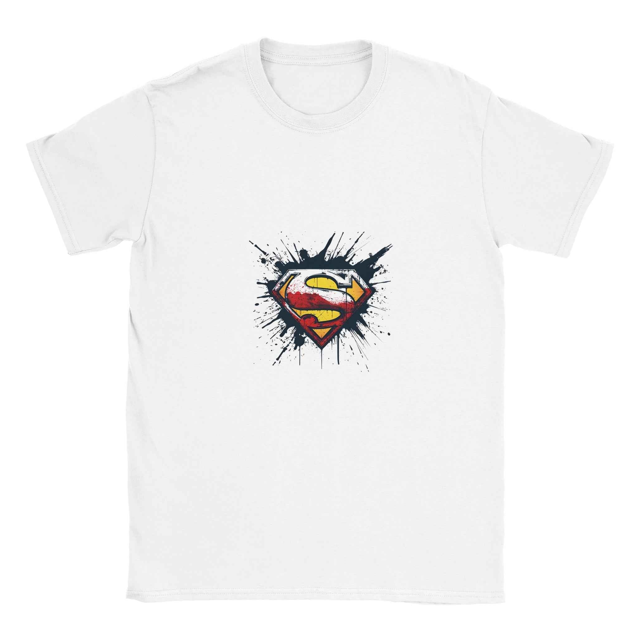 Distressed Superman Shield T-Shirt – Heroic Comic-Inspired Graphic Tee in Your Choice of Ten Bold Hues