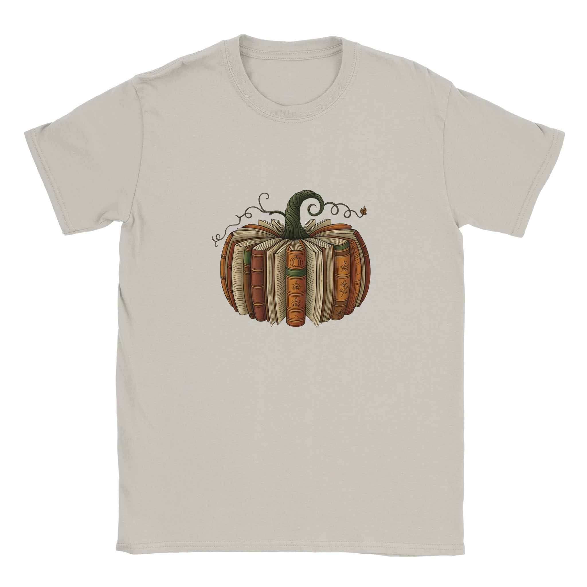 Bookish Pumpkin Halloween T-Shirt – Literary Fall Vibes & Cozy Comfort in Your Choice of Colors