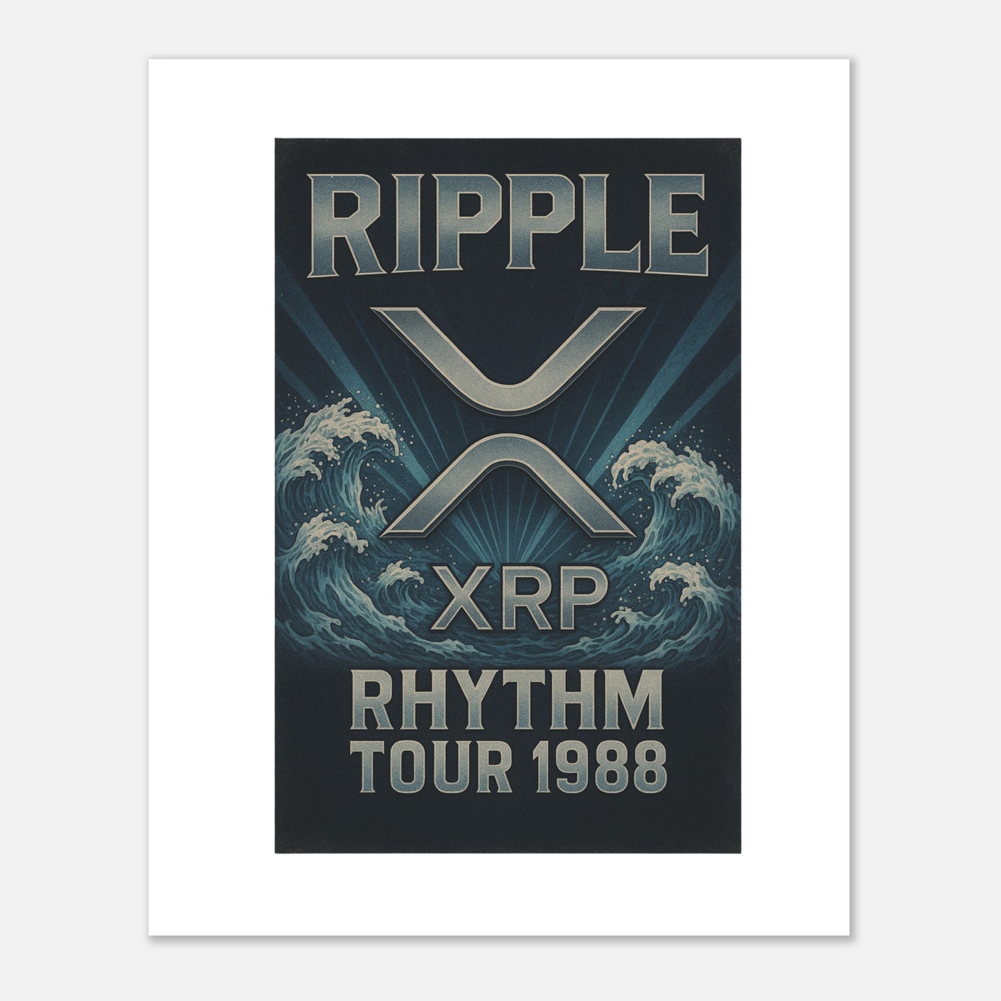XRP Crypto Art Poster – “Rhythm Tour 1988” Retro Concert Aesthetic - F4 Custom Prints