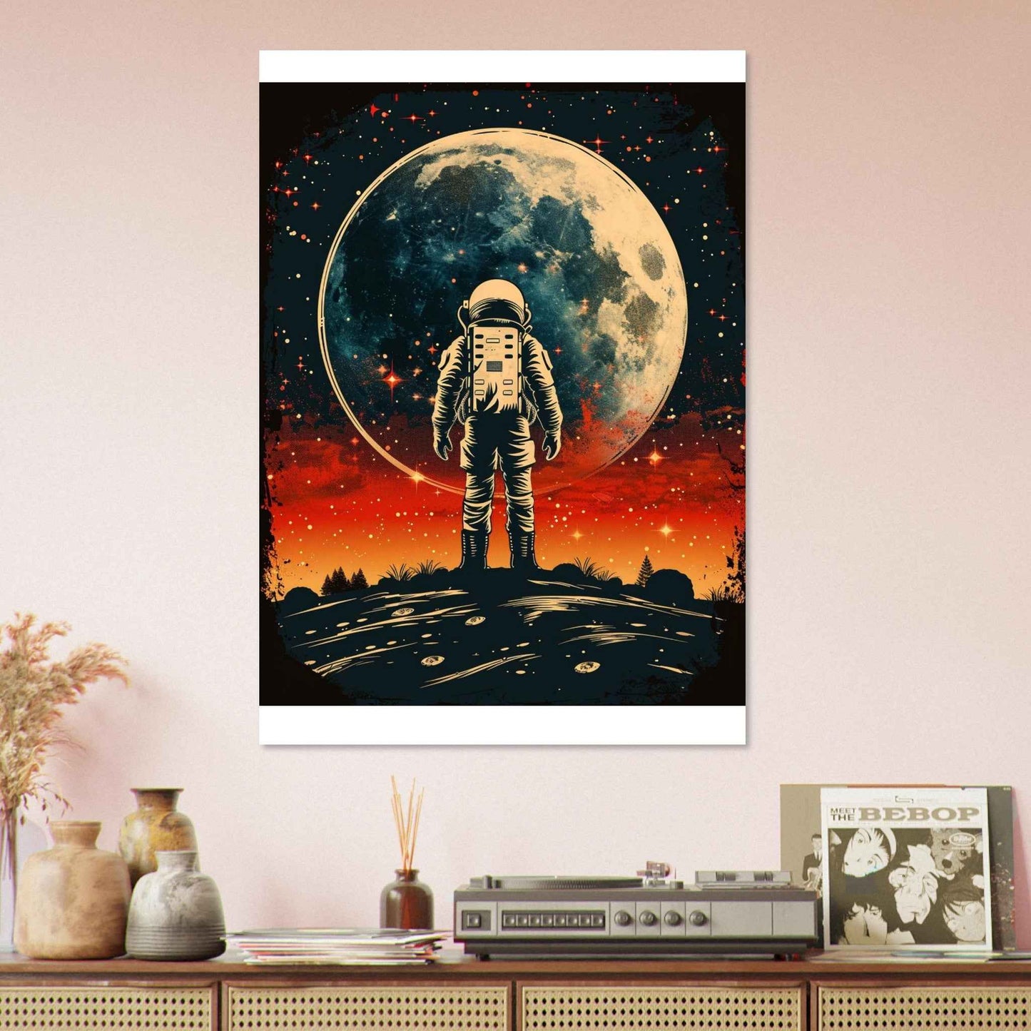 "Lunar Gaze" Poster – Retro-Futuristic Astronaut Wall Art (Multiple Sizes Available)
