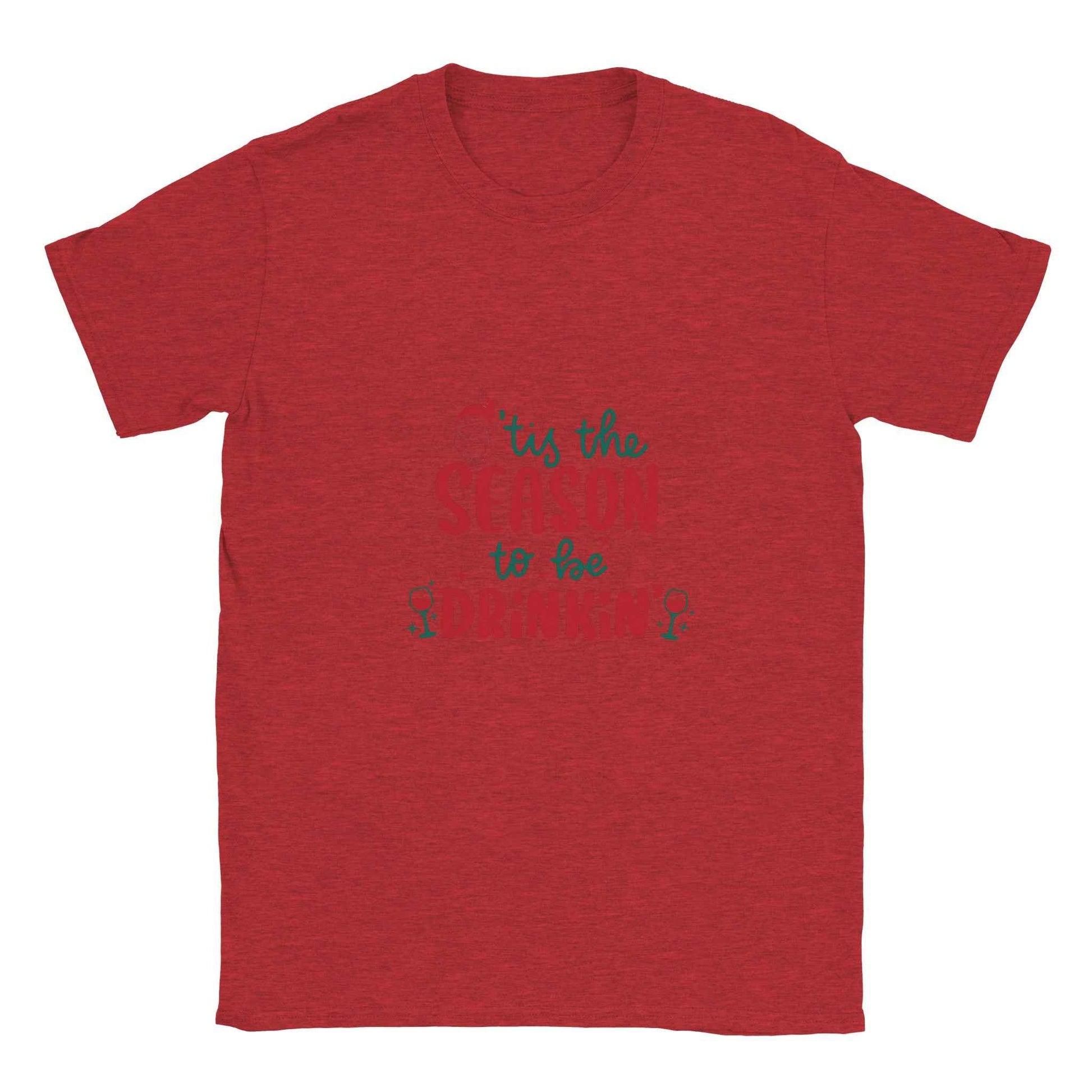 'Tis the Season to be Drinkin' – Funny Santa Holiday Graphic Tee in Your Choice of Festive Colors