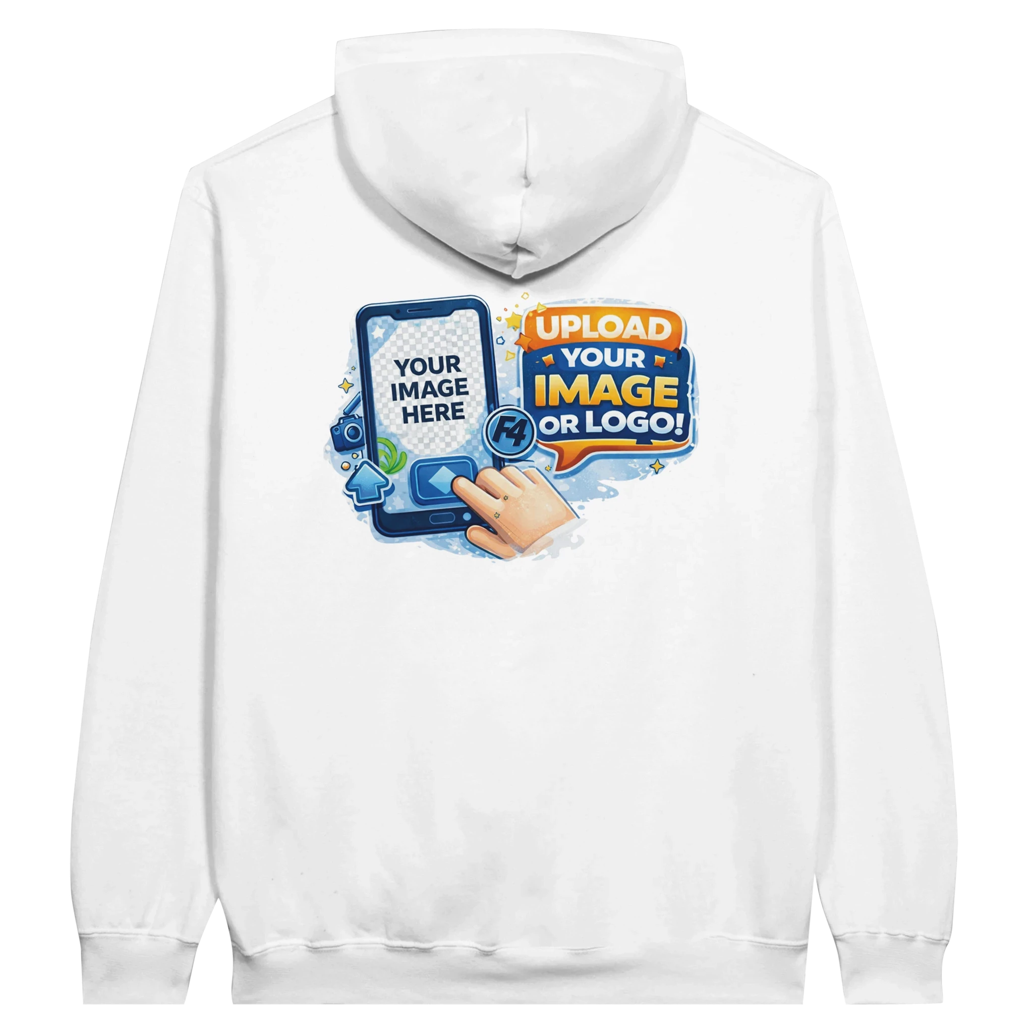 Custom Logo White Hoodie – Front & Back Print