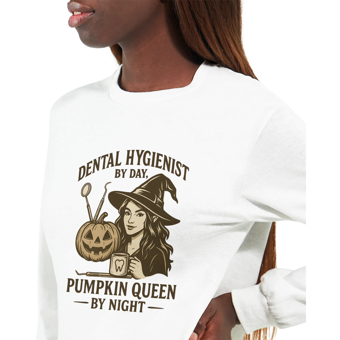 Dental Hygienist Halloween Longsleeve Shirt – Pumpkin Queen Themed Tee - F4 Custom Prints