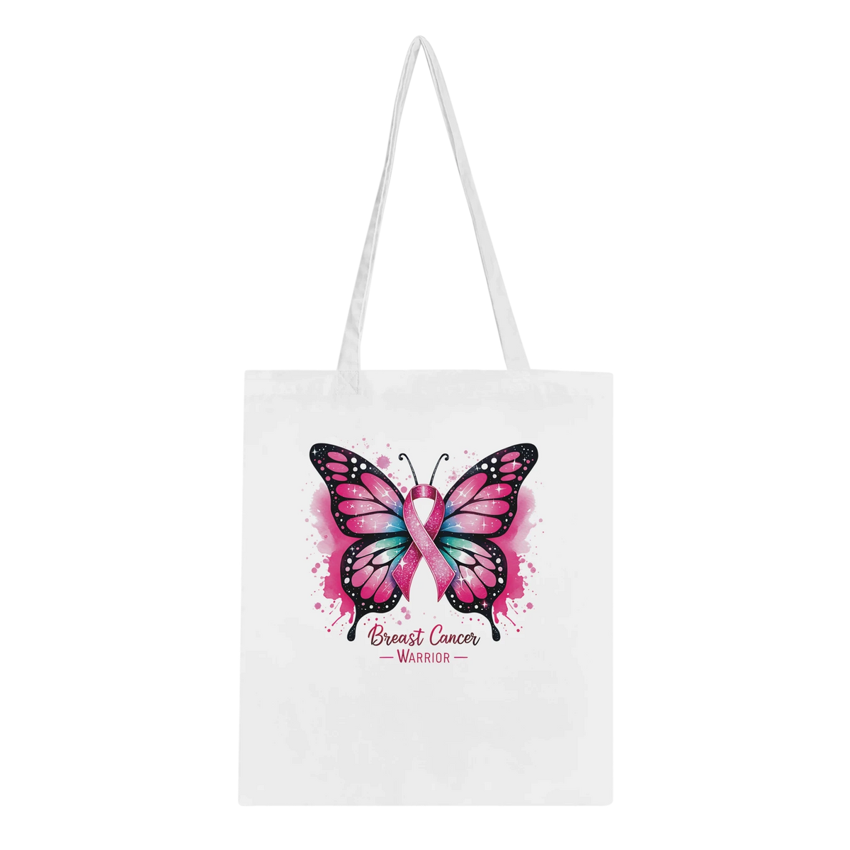 Breast Cancer Warrior Butterfly Tote Bag